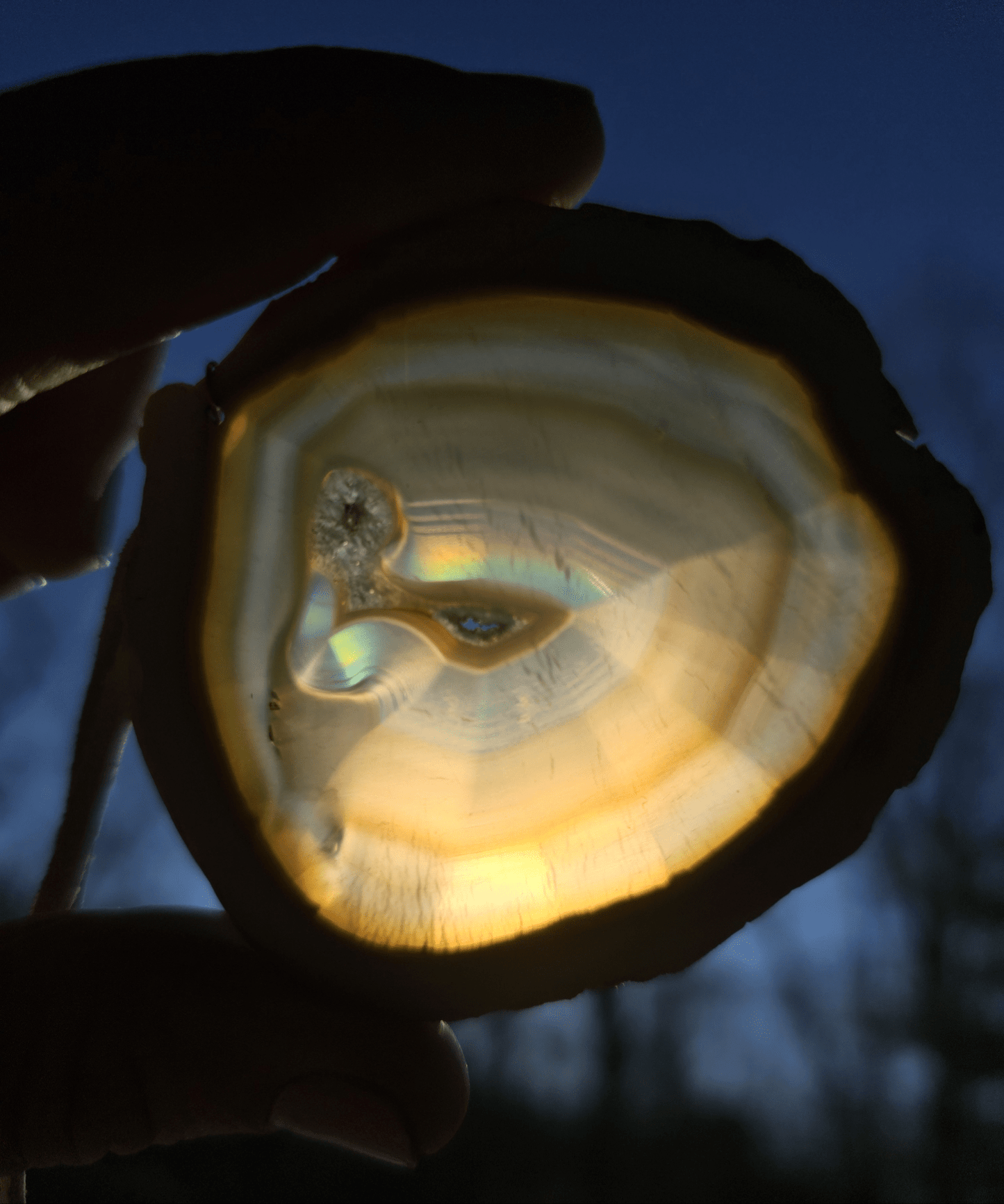 Handmade Iris Agate Suncatcher. Natural Rainbow Crystal. Home Decor - EarthyElementStudio