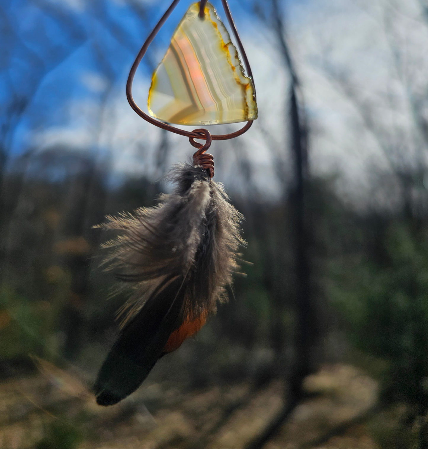 Iris agate suncatcher. Boho decor - EarthyElementStudio