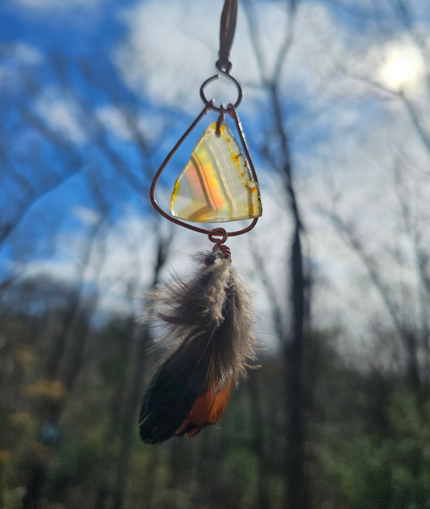 Iris agate suncatcher. Boho decor - EarthyElementStudio