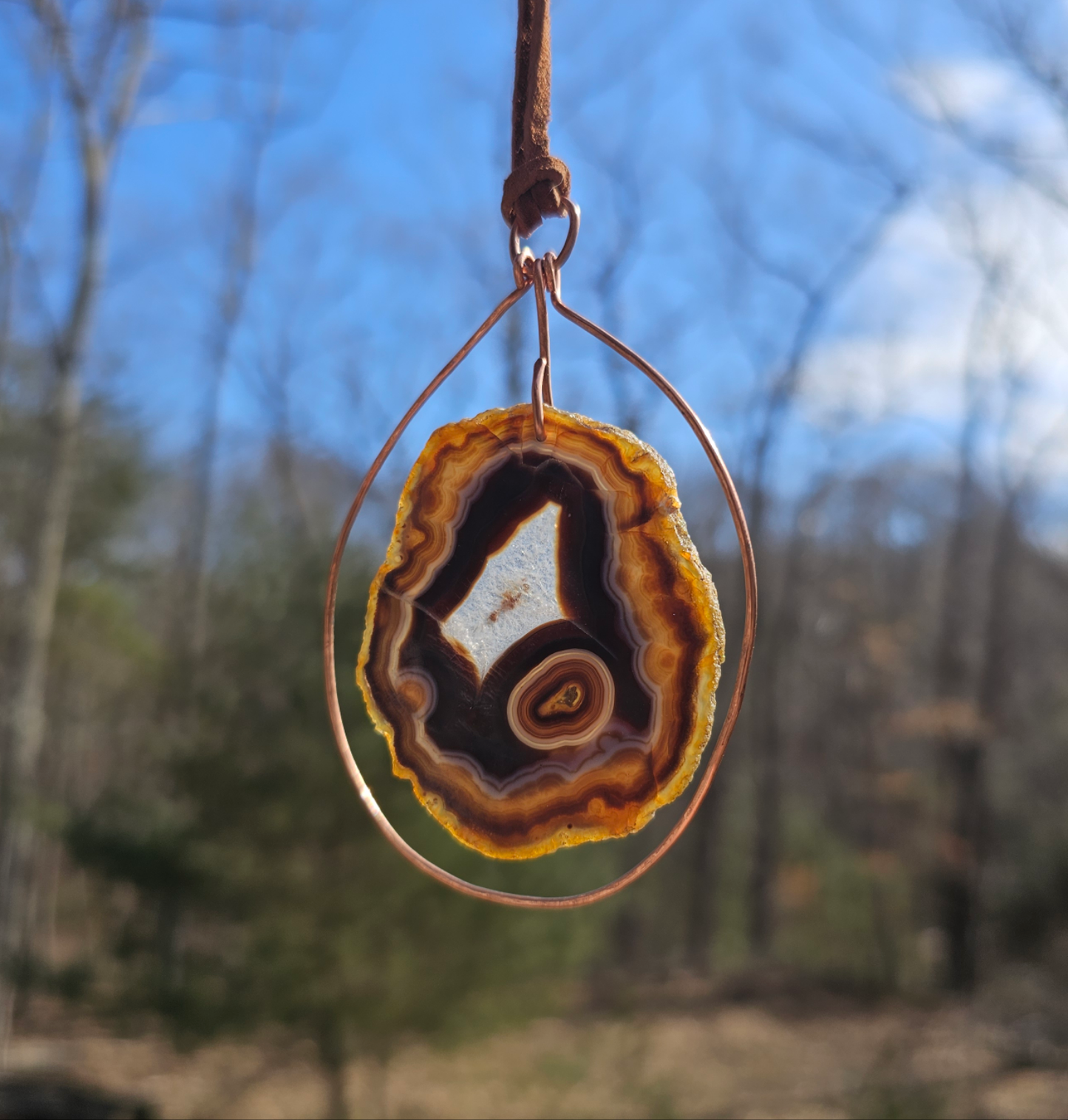 Handmade Iris Agate Suncatcher. Natural Boho Decor - EarthyElementStudio