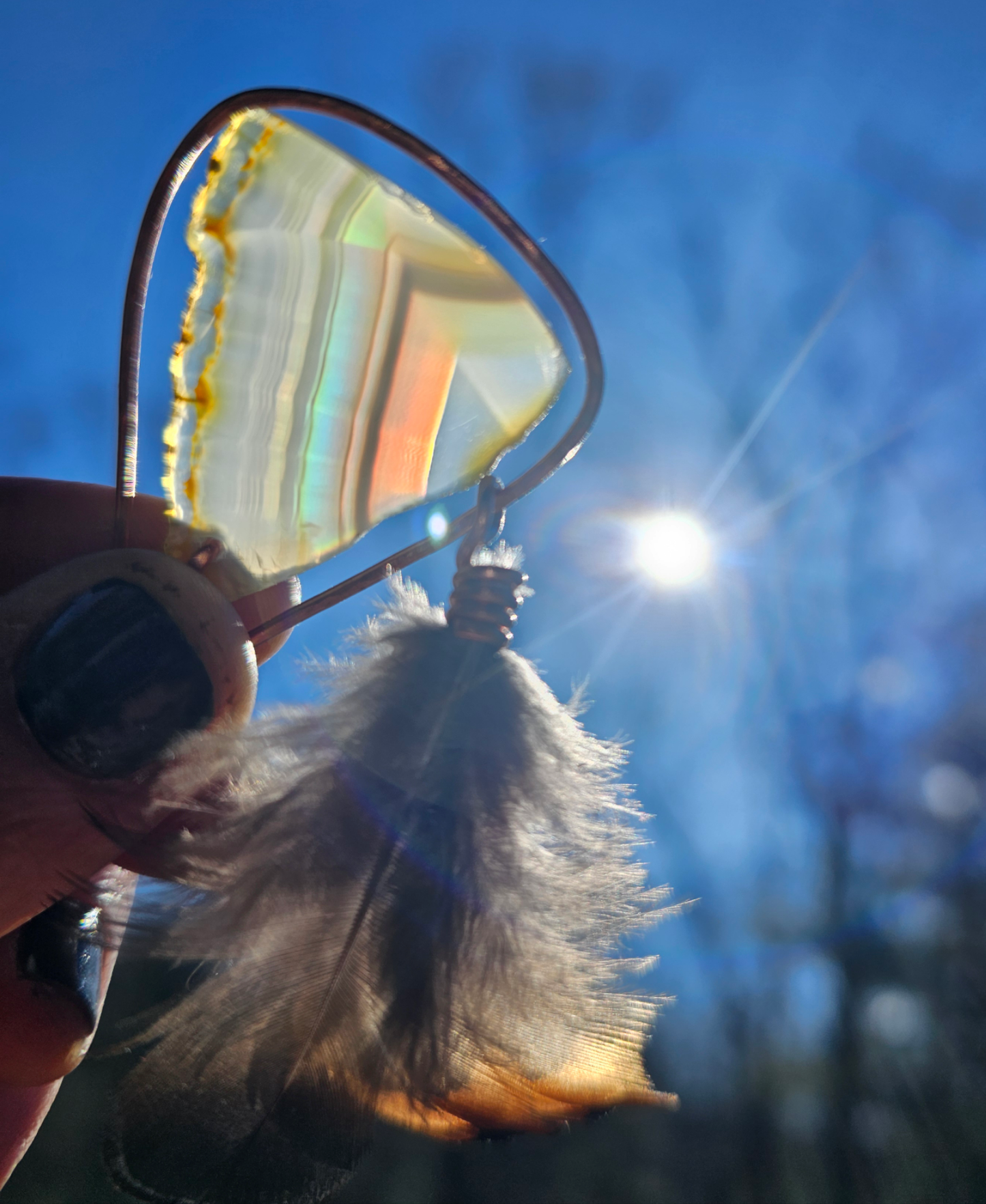 Iris agate suncatcher. Boho decor - EarthyElementStudio