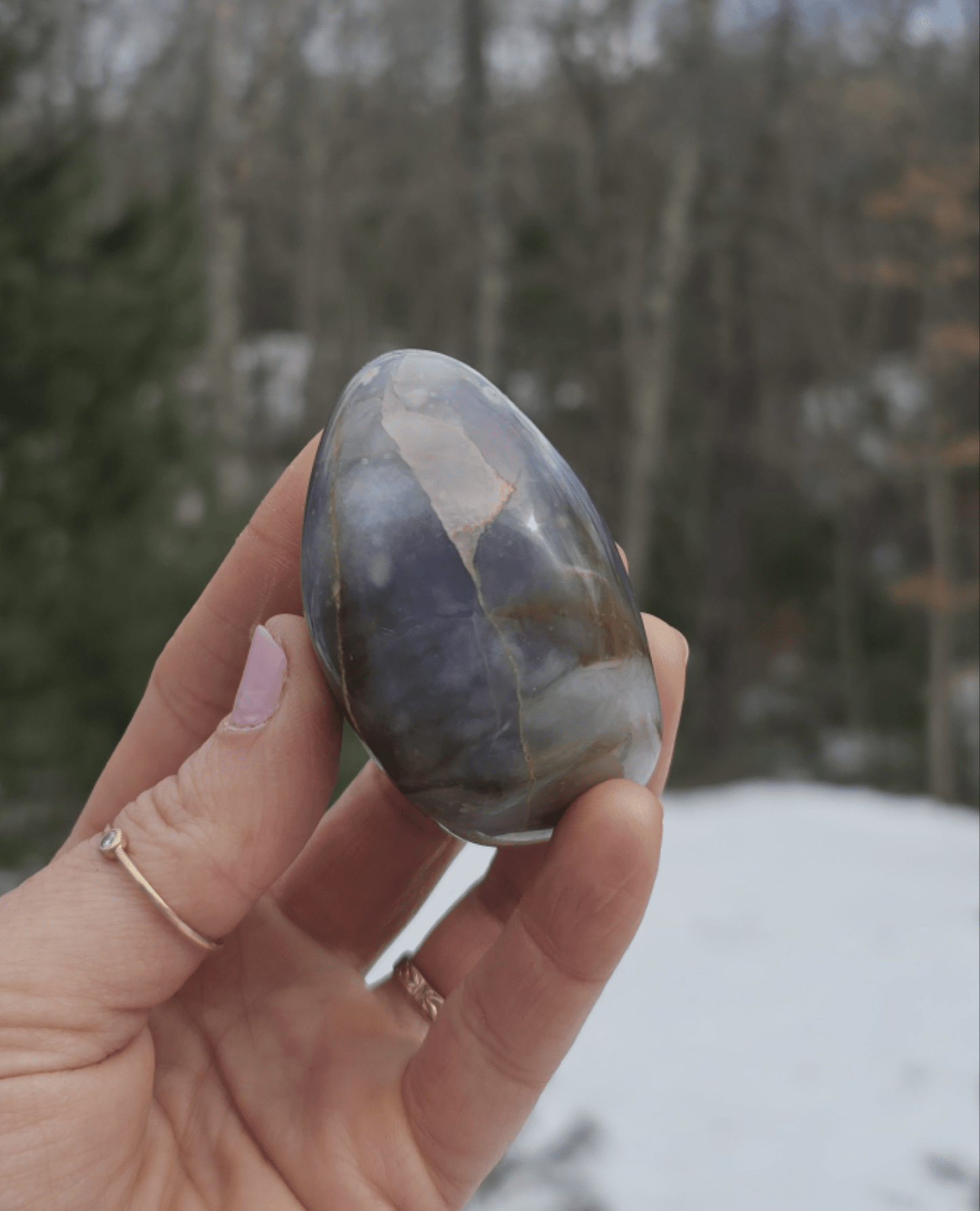 Large Purple Chalcedony Palmstone. Freeform. Indonesian Agate. - EarthyElementStudio