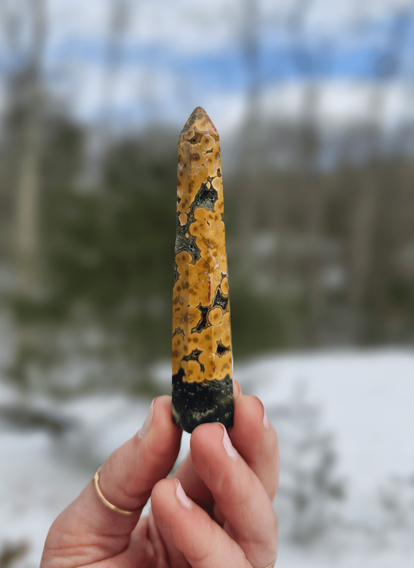 Orbicular Jasper Point. Ocean Jasper. Crystal Tower - EarthyElementStudio