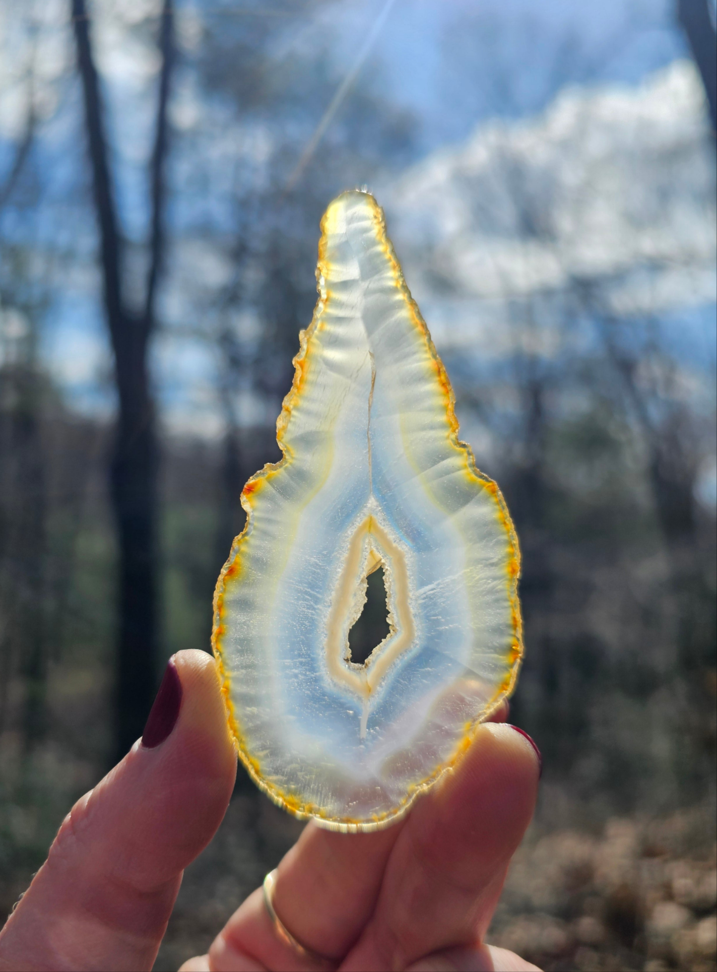 Iris Agate Slice. Crystal Home Decor. Flame-shaped - EarthyElementStudio