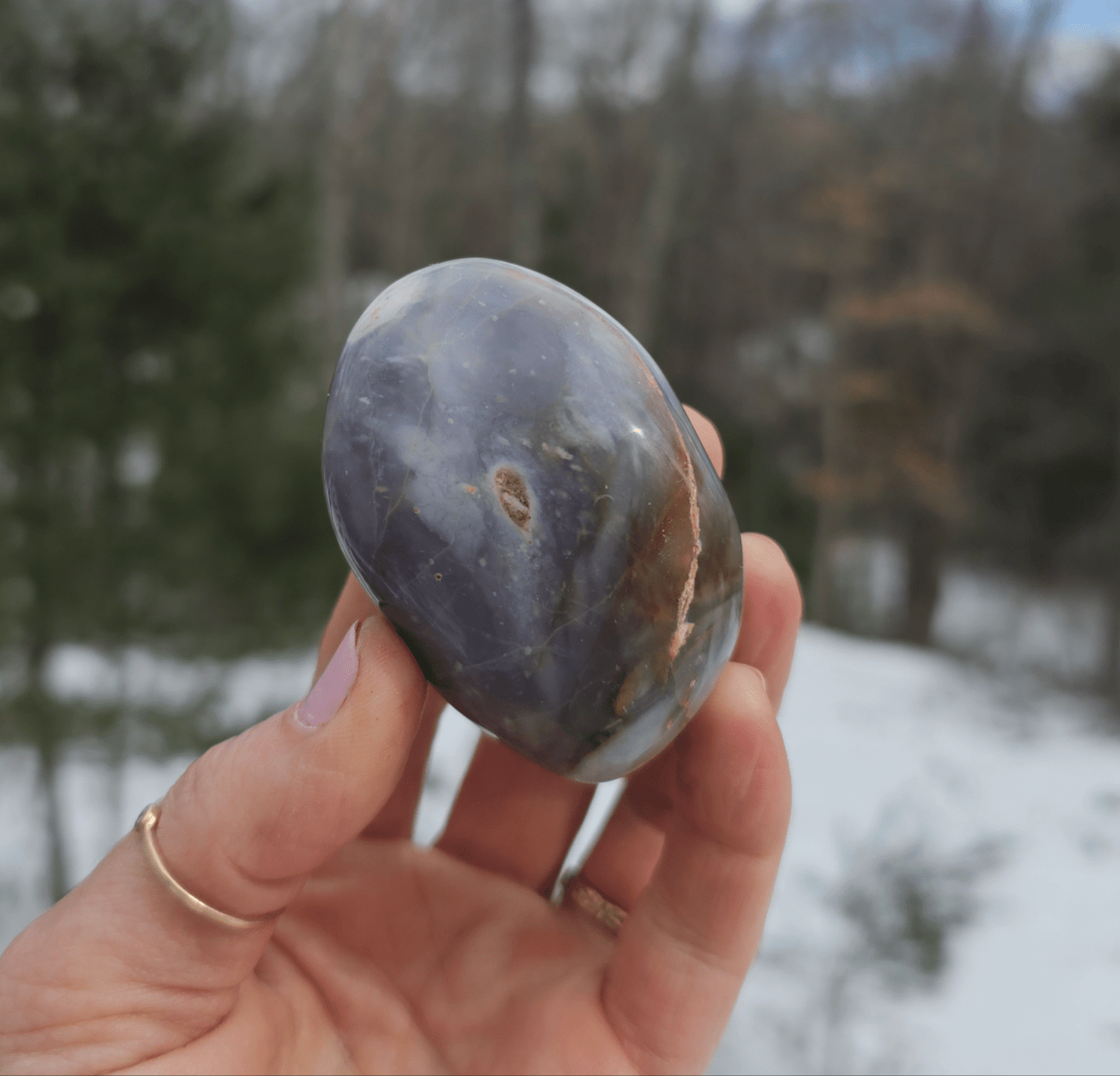 Large Purple Chalcedony Palmstone. Freeform. Indonesian Agate. - EarthyElementStudio
