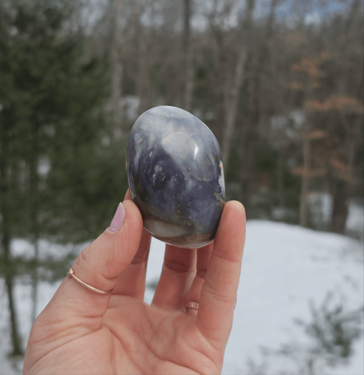 Large Purple Chalcedony Palmstone. Freeform. Indonesian Agate. - EarthyElementStudio