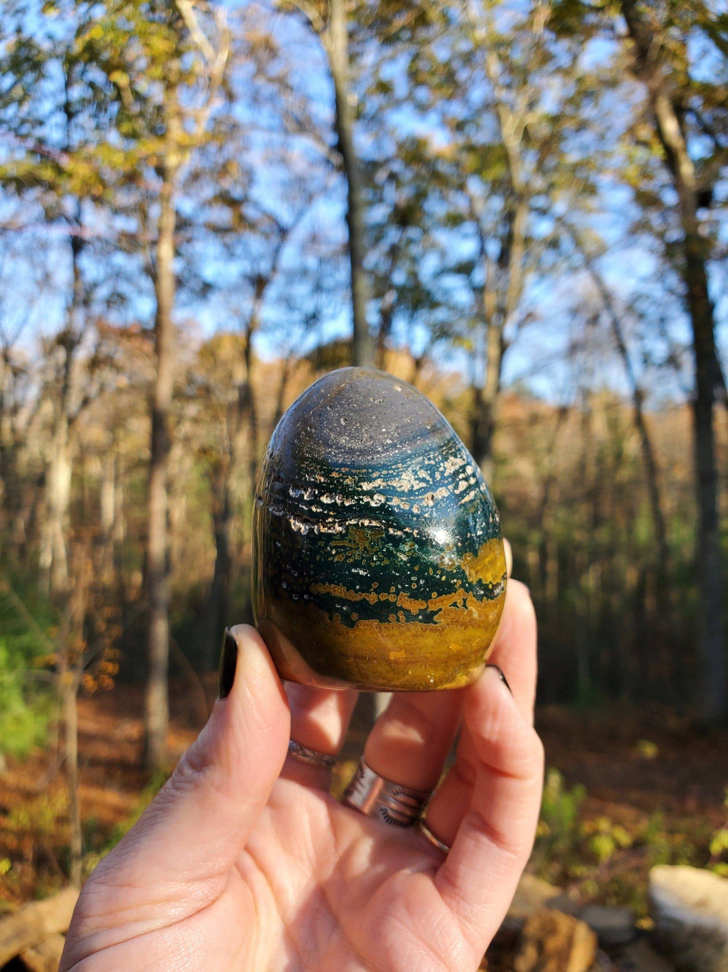Ocean Jasper Freeform. Green Jasper. Rare Jasper. Polished Crystal. Meditation Tool. - EarthyElementStudio