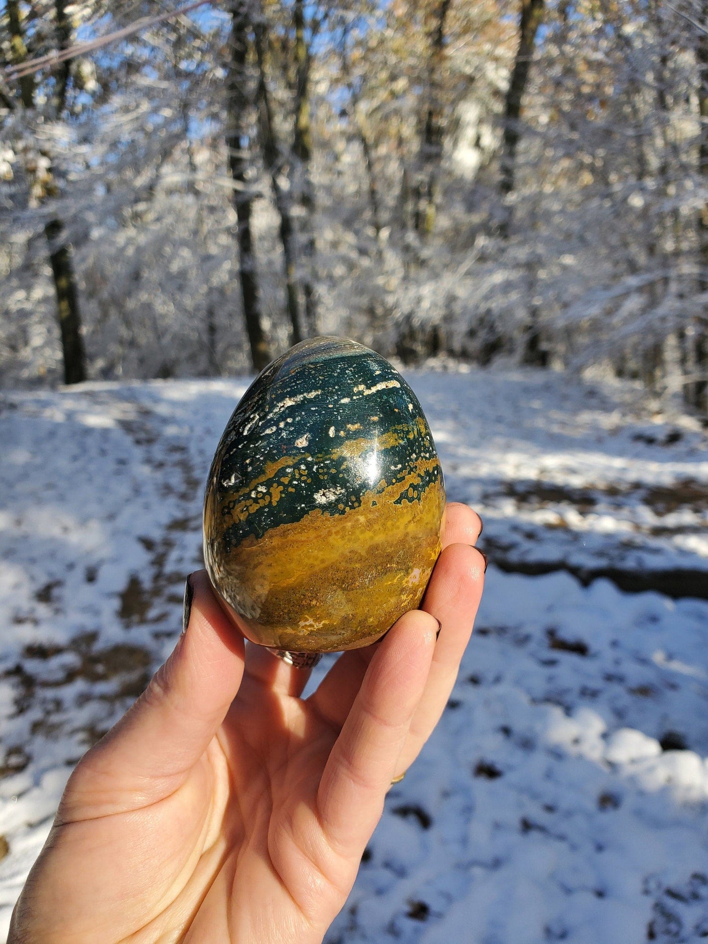 Ocean Jasper Freeform. Green Jasper. Rare Jasper. Polished Crystal. Meditation Tool. - EarthyElementStudio