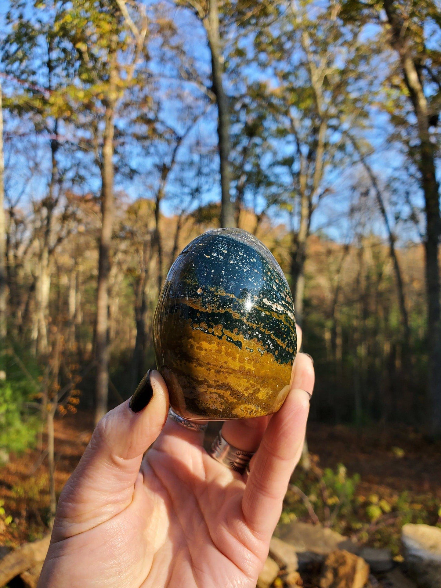 Ocean Jasper Freeform. Green Jasper. Rare Jasper. Polished Crystal. Meditation Tool. - EarthyElementStudio