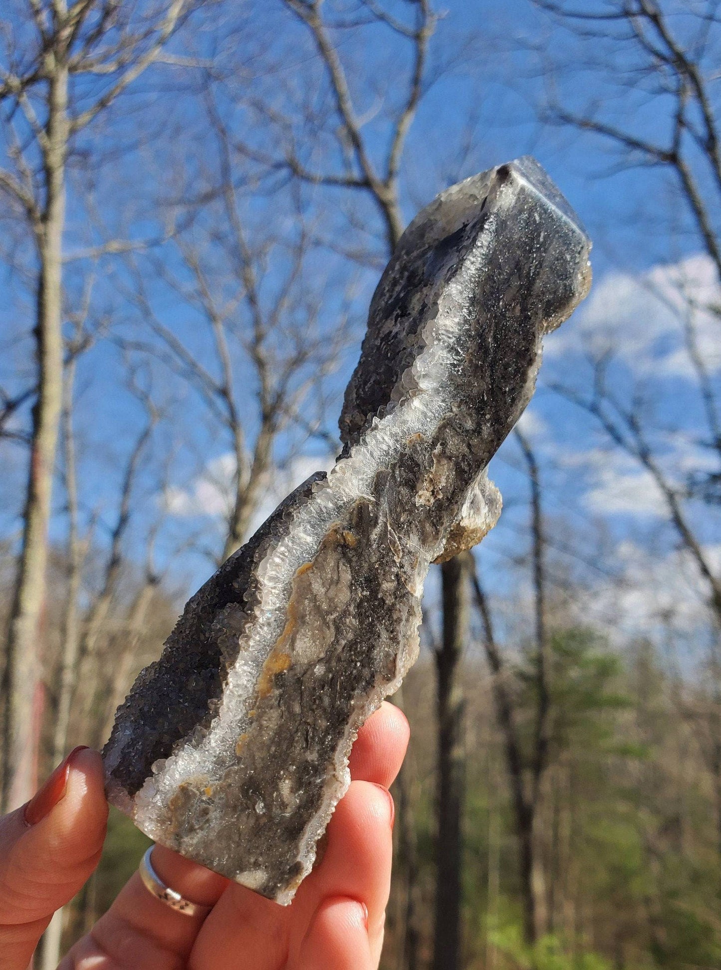 Beautiful Polished Indonesian Agate Tower with Druzy Quartz. Meditation tool. - EarthyElementStudio