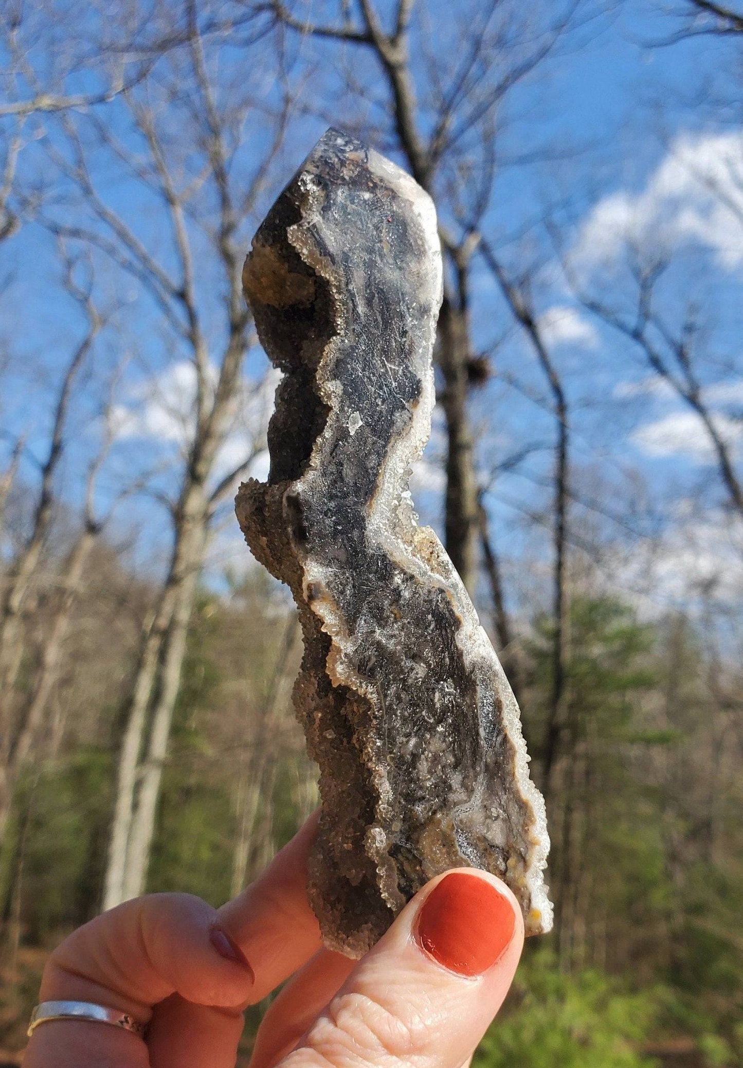 Beautiful Polished Indonesian Agate Tower with Druzy Quartz. Meditation tool. - EarthyElementStudio