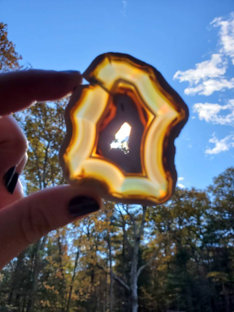 Small High Quality Iris Agate Slice. Iridescent Agate. Natural Rainbow Crystal. - EarthyElementStudio
