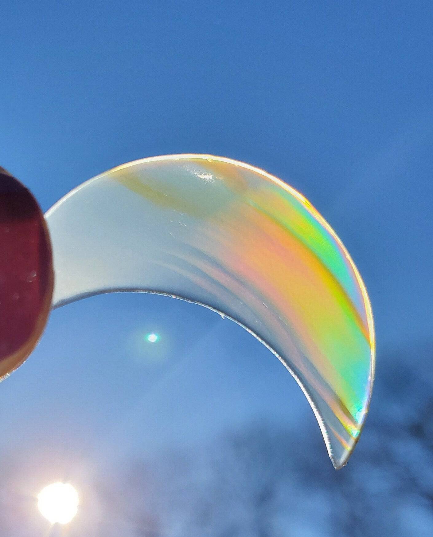 Made-to-Order Wire wrapped Iris Agate Moon Ornament . Window display. Copper. Herkimer diamonds. Leather. Red/Green Velvet Ribbon. - EarthyElementStudio