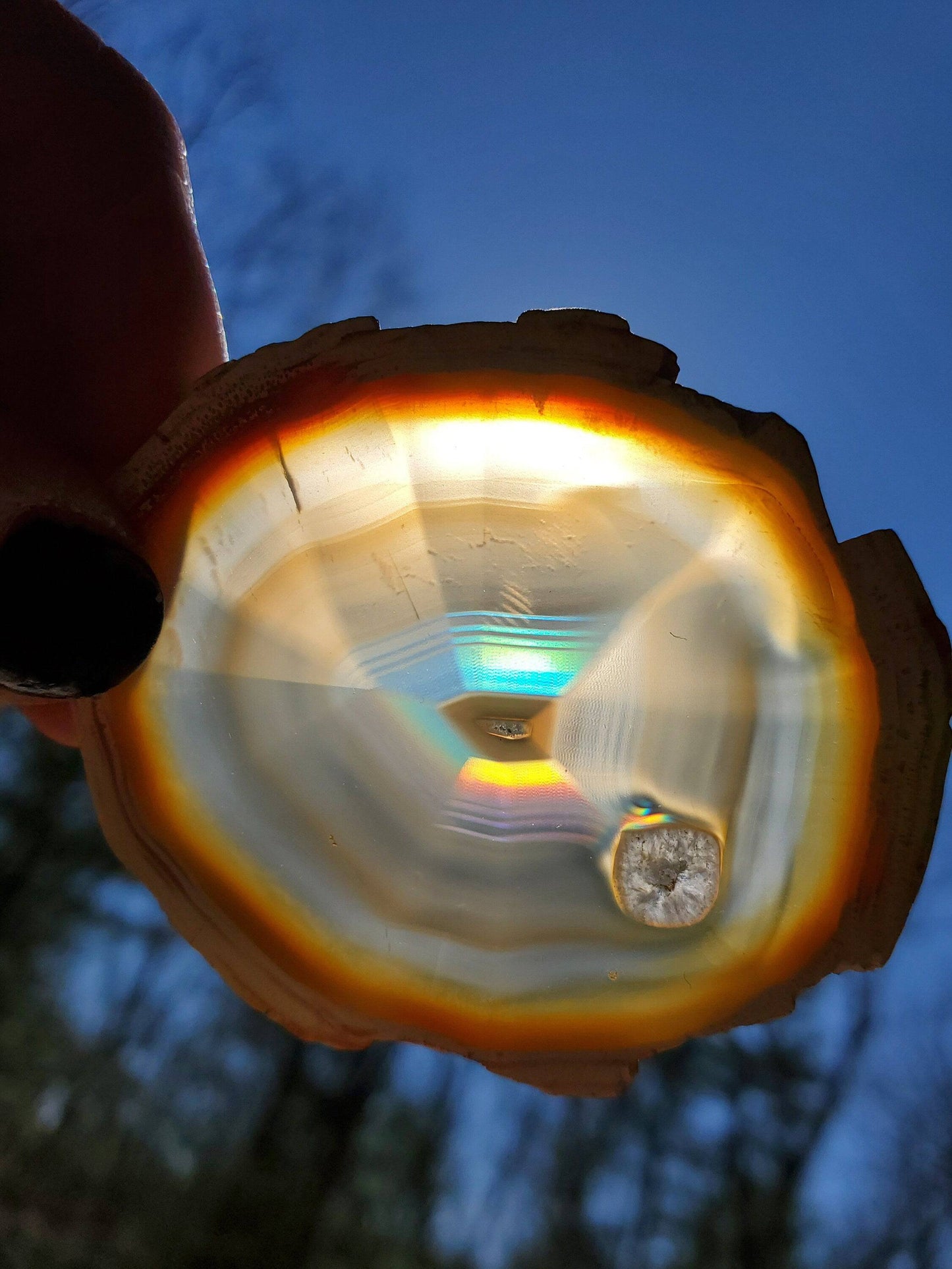 Iris Agate Suncatcher. Rainbow Agate. Iridescent Crystal. Window Display. Decor. Brass Wire. Herkimer Diamond. Genuine Leather Cord. - EarthyElementStudio