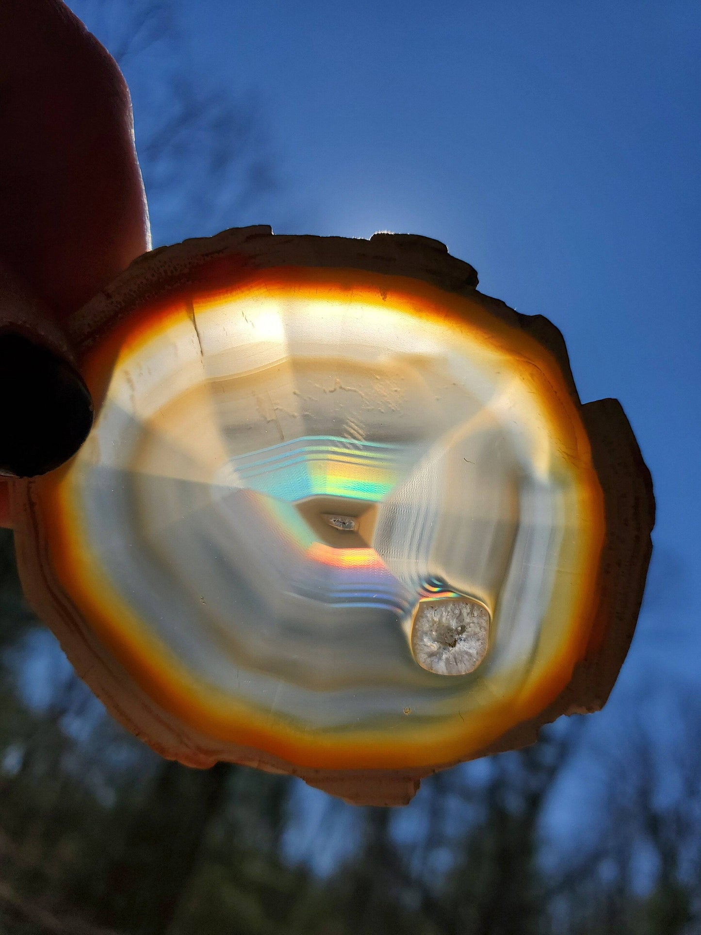 Iris Agate Suncatcher. Rainbow Agate. Iridescent Crystal. Window Display. Decor. Brass Wire. Herkimer Diamond. Genuine Leather Cord. - EarthyElementStudio