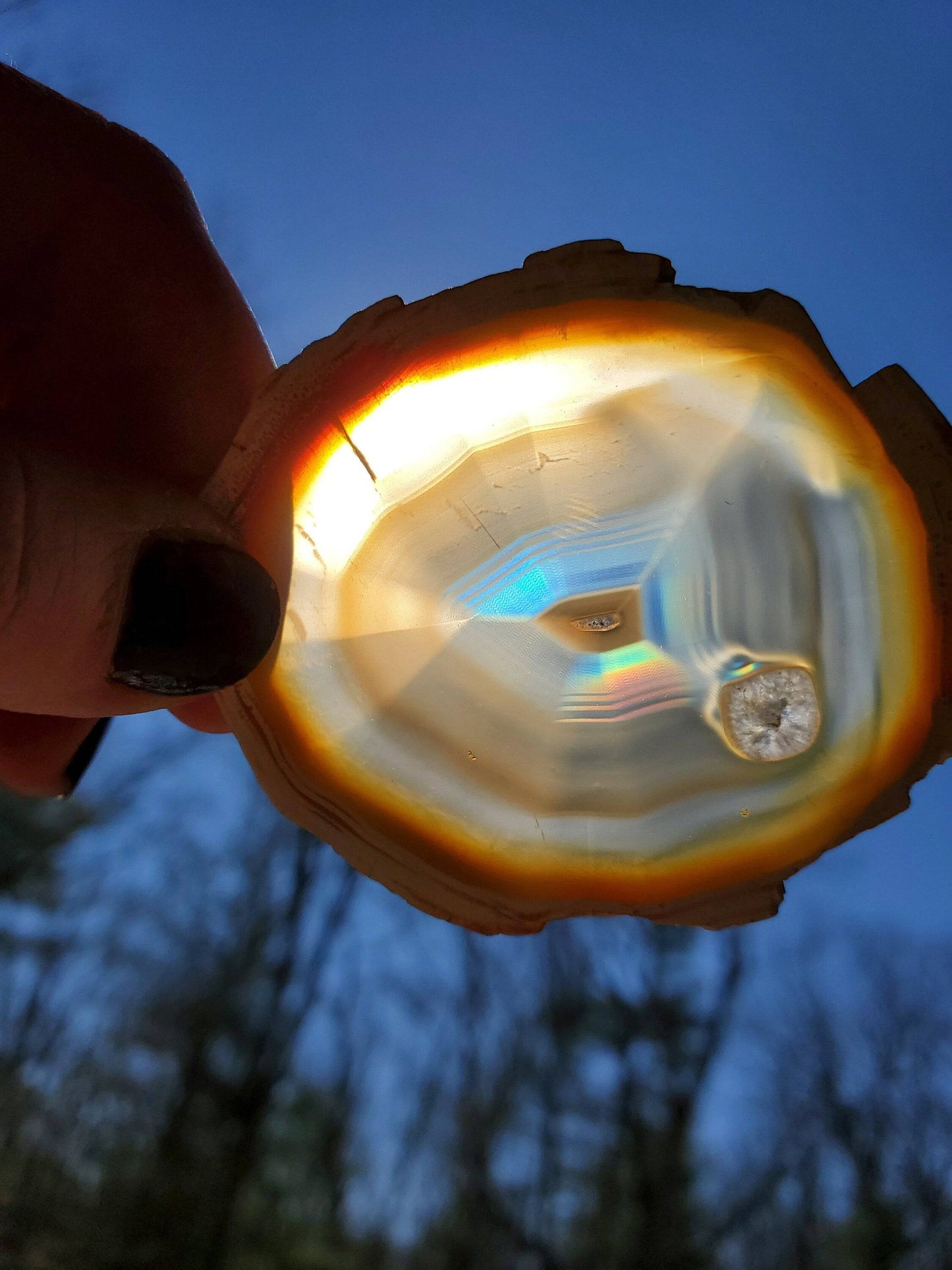 Iris Agate Suncatcher. Rainbow Agate. Iridescent Crystal. Window Display. Decor. Brass Wire. Herkimer Diamond. Genuine Leather Cord. - EarthyElementStudio