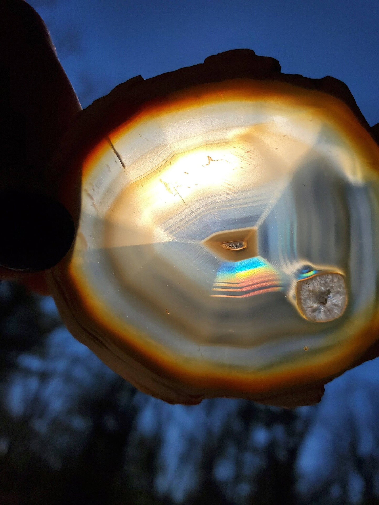 Iris Agate Suncatcher. Rainbow Agate. Iridescent Crystal. Window Display. Decor. Brass Wire. Herkimer Diamond. Genuine Leather Cord. - EarthyElementStudio