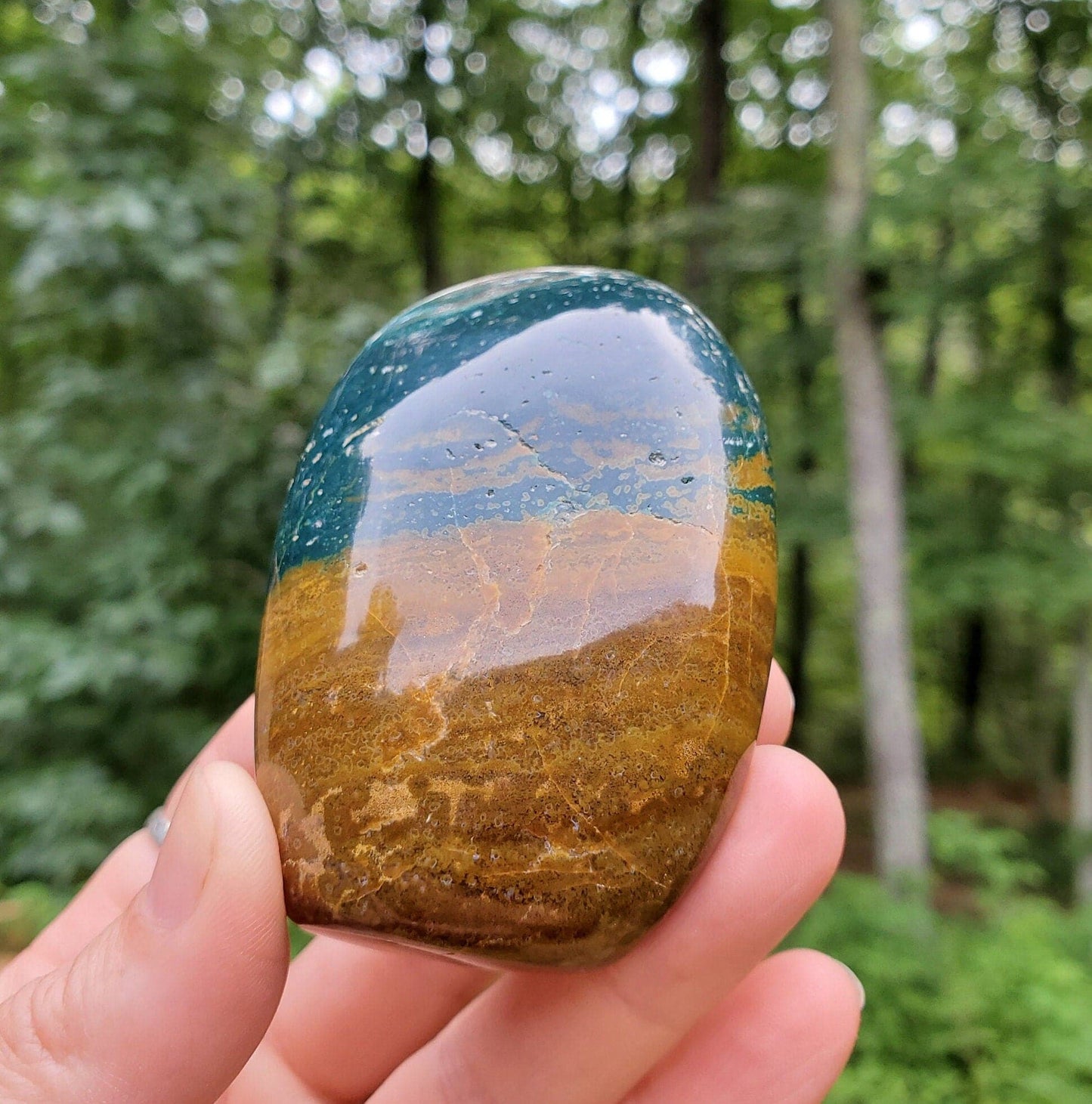 Ocean Jasper Freeform. Green Jasper. Polished Crystal. Meditation Tool. Indonesian. - EarthyElementStudio