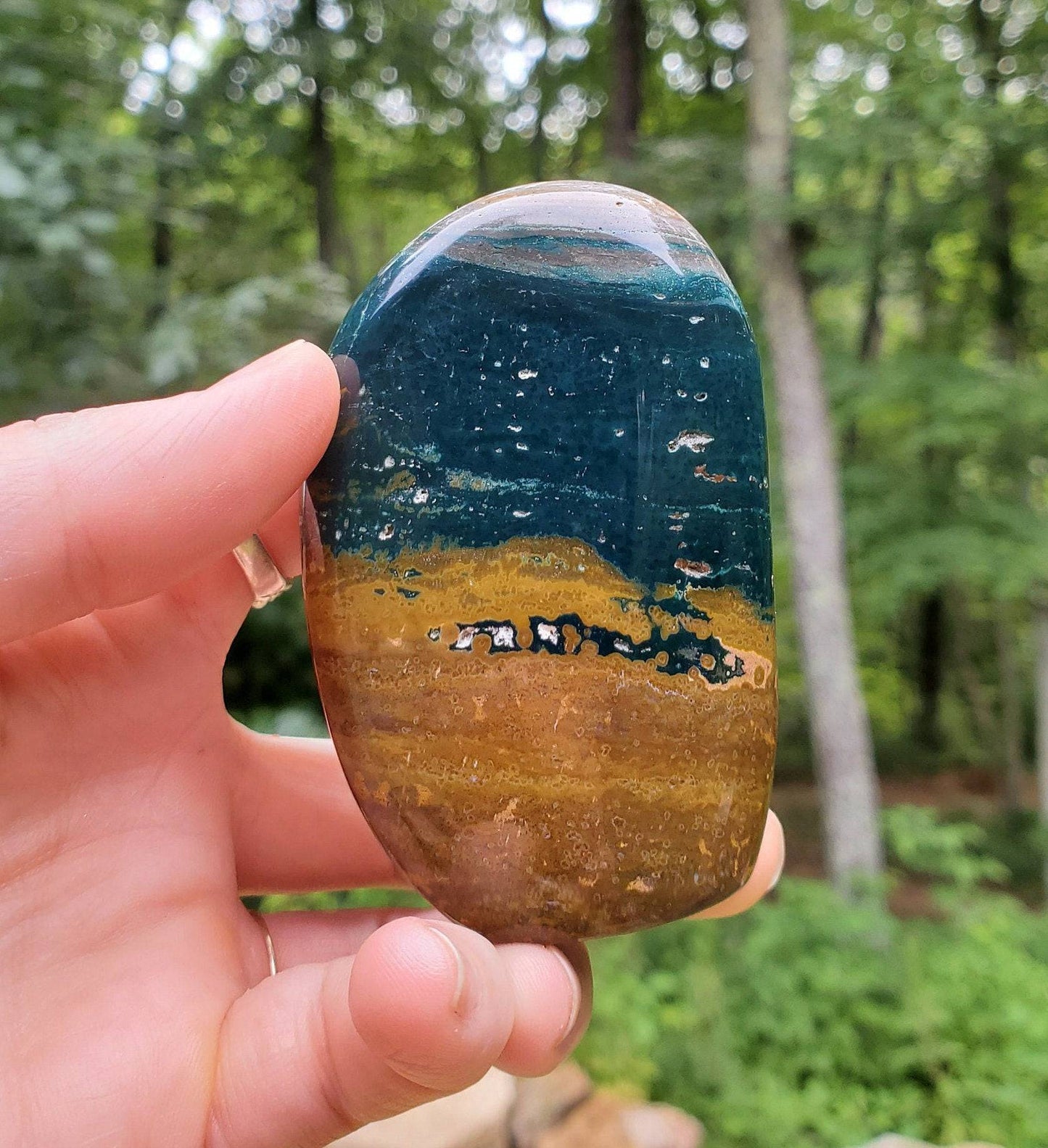 Ocean Jasper Freeform. Green Jasper. Polished Crystal. Meditation Tool. Indonesian. - EarthyElementStudio