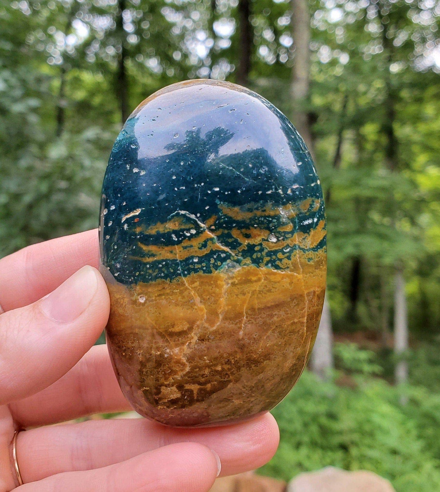 Ocean Jasper Freeform. Green Jasper. Polished Crystal. Meditation Tool. Indonesian. - EarthyElementStudio