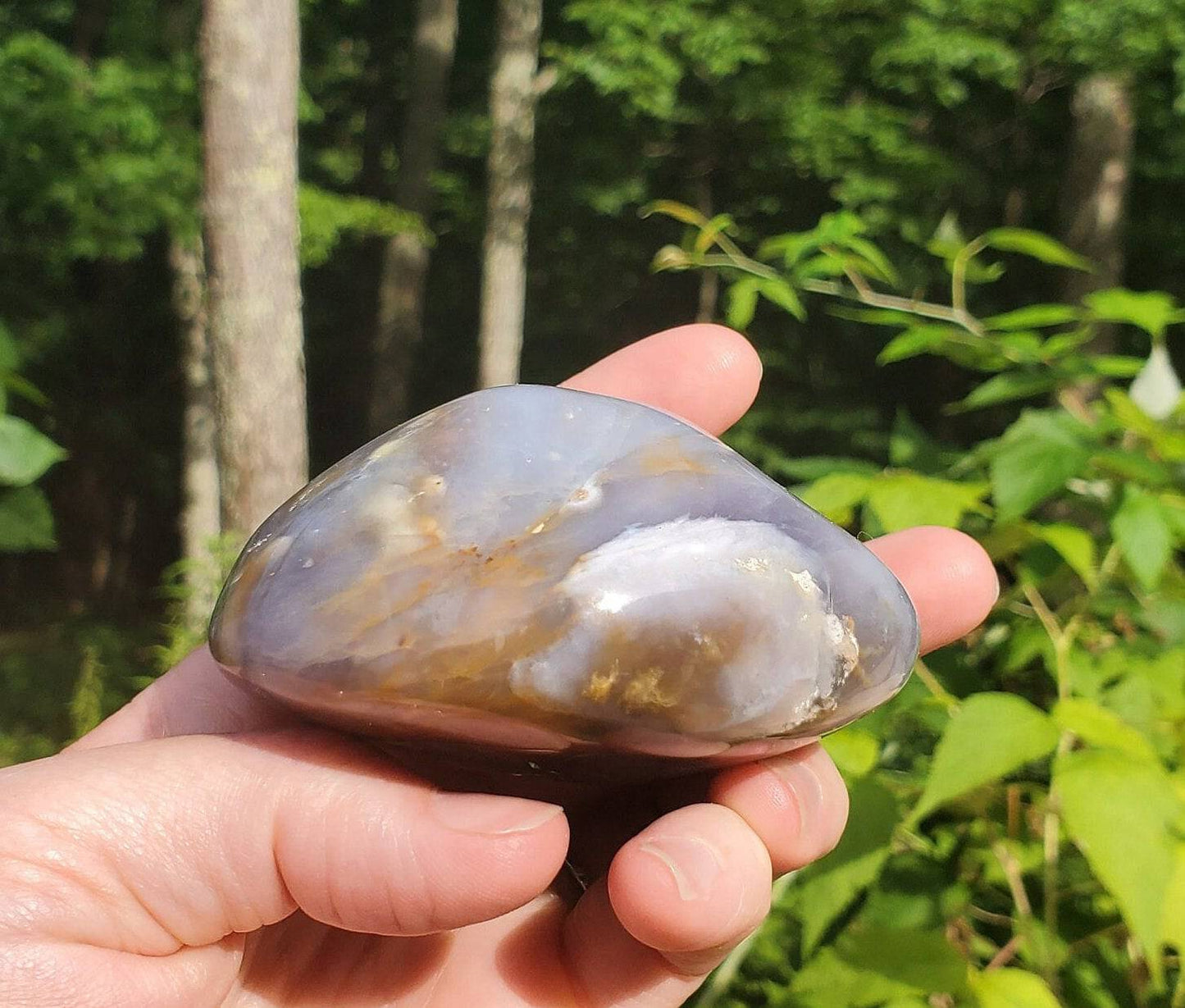 Large Beautiful Purple Chalcedony Palmstone. Purple Agate Freeform. Third Eye Chakra Crystal. Meditation Tool. Indonesian Agate. - EarthyElementStudio