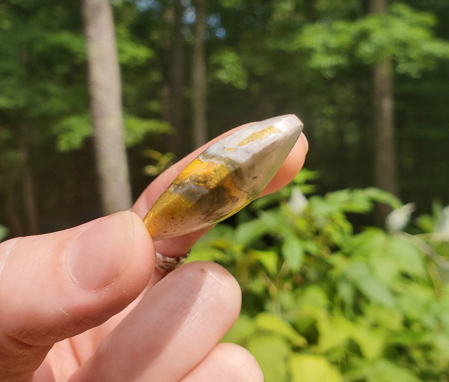 Beautiful Bumblebee Jasper Heart. Palm Stone. Yellow Jasper. Indonesian. - EarthyElementStudio