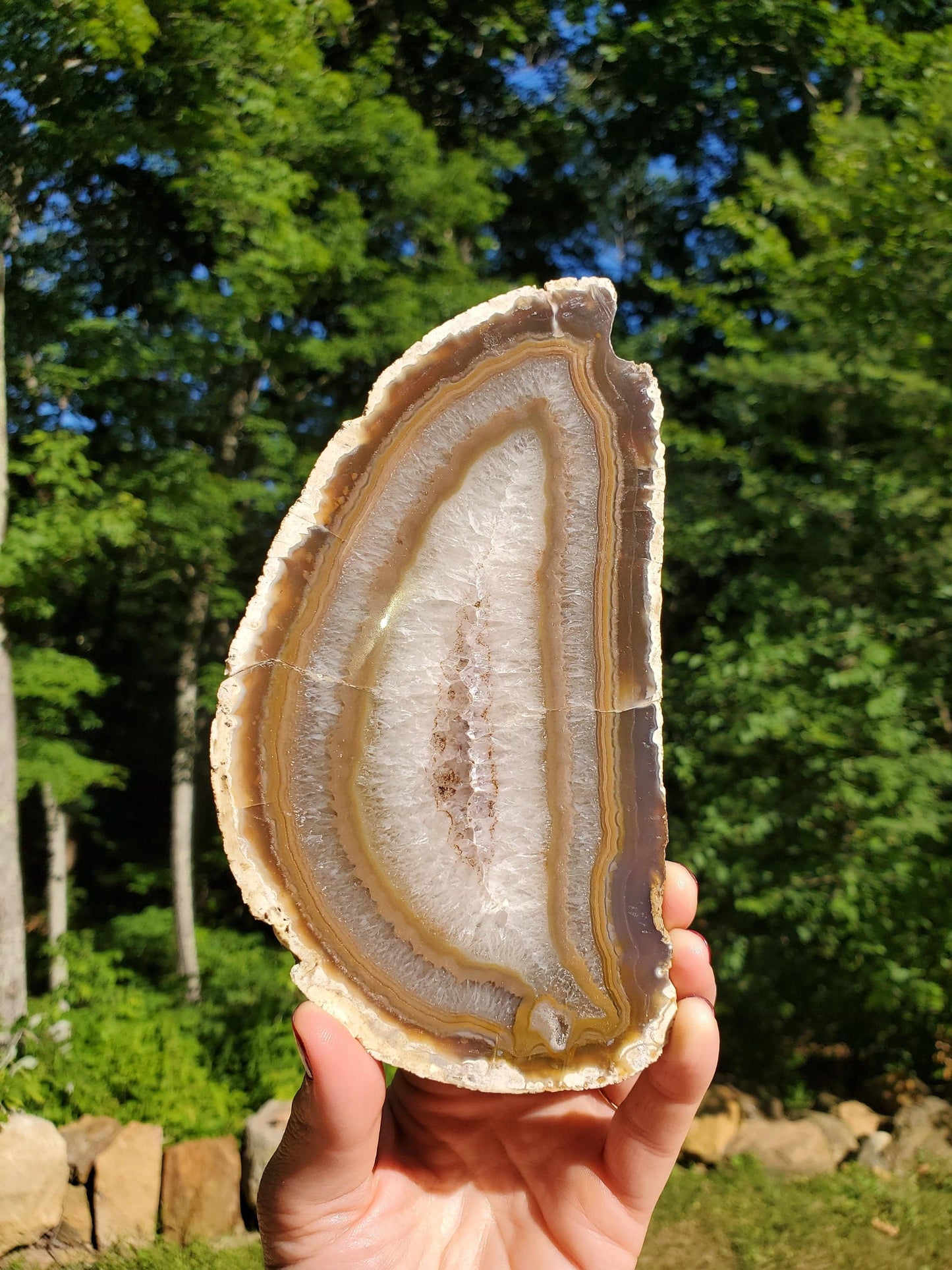 Beautiful REPAIRED Agate Slab. Agate Display Slice. Meditation tool. Natural Crystal Decor. - EarthyElementStudio