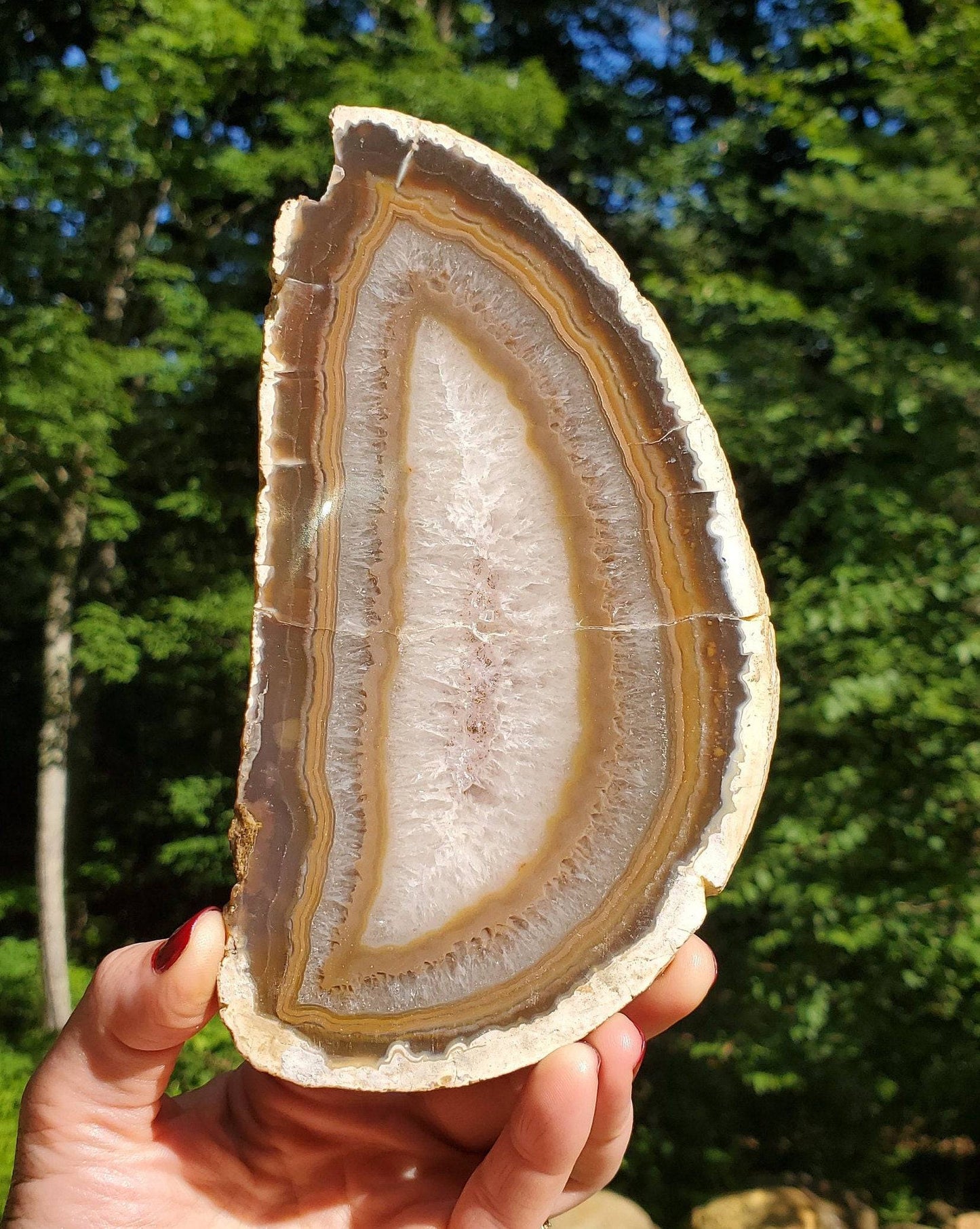 Beautiful REPAIRED Agate Slab. Agate Display Slice. Meditation tool. Natural Crystal Decor. - EarthyElementStudio