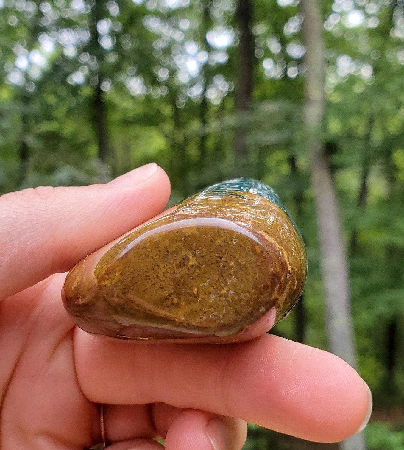 Ocean Jasper Freeform. Green Jasper. Polished Crystal. Meditation Tool. Indonesian. - EarthyElementStudio