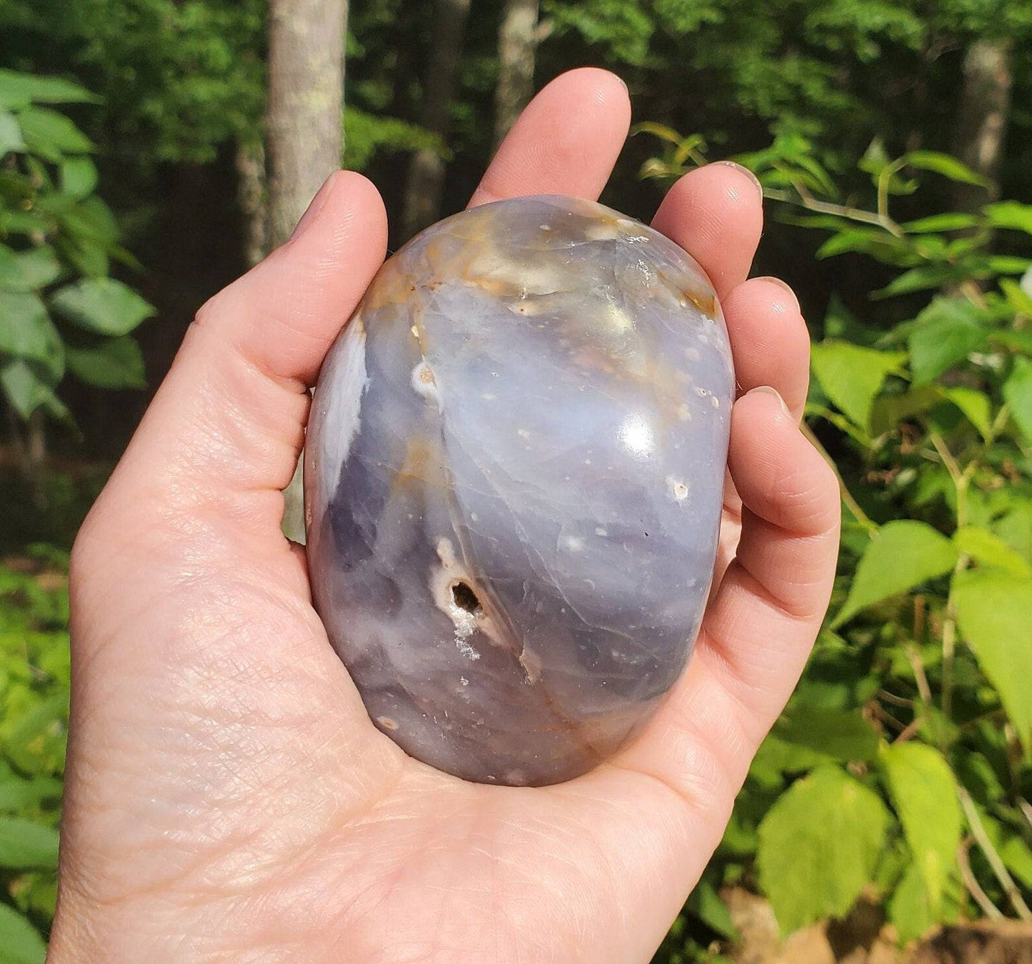 Large Beautiful Purple Chalcedony Palmstone. Purple Agate Freeform. Third Eye Chakra Crystal. Meditation Tool. Indonesian Agate. - EarthyElementStudio
