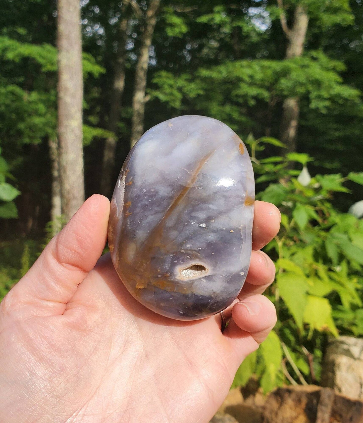 Large Beautiful Purple Chalcedony Palmstone. Purple Agate Freeform. Third Eye Chakra Crystal. Meditation Tool. Indonesian Agate. - EarthyElementStudio