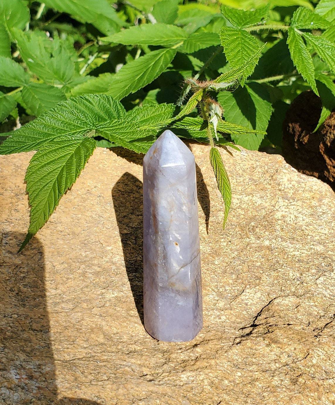 Purple Chalcedony Tower. Purple Agate point. Heart and Third Eye Chakra Crystal. Meditation Tool. - EarthyElementStudio