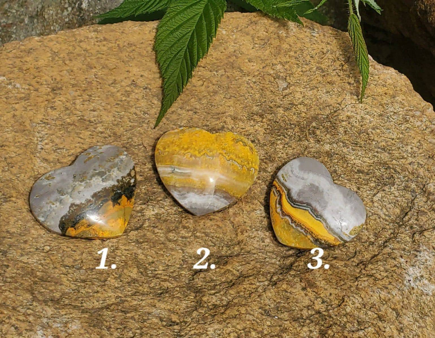 Beautiful Bumblebee Jasper Heart. Palm Stone. Yellow Jasper. Indonesian. - EarthyElementStudio