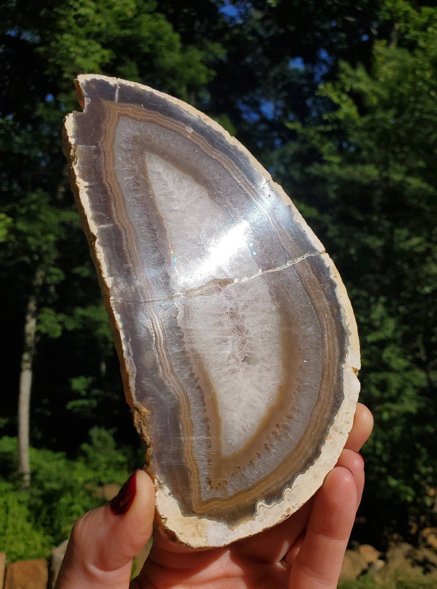 Beautiful REPAIRED Agate Slab. Agate Display Slice. Meditation tool. Natural Crystal Decor. - EarthyElementStudio