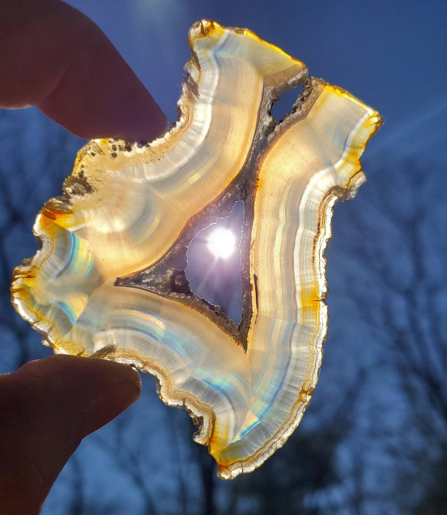 Unique Iris Agate Slice. Druzy Quartz Center. IRIDESCENT Agate. Rainbow Agate. Meditation Tool. - EarthyElementStudio