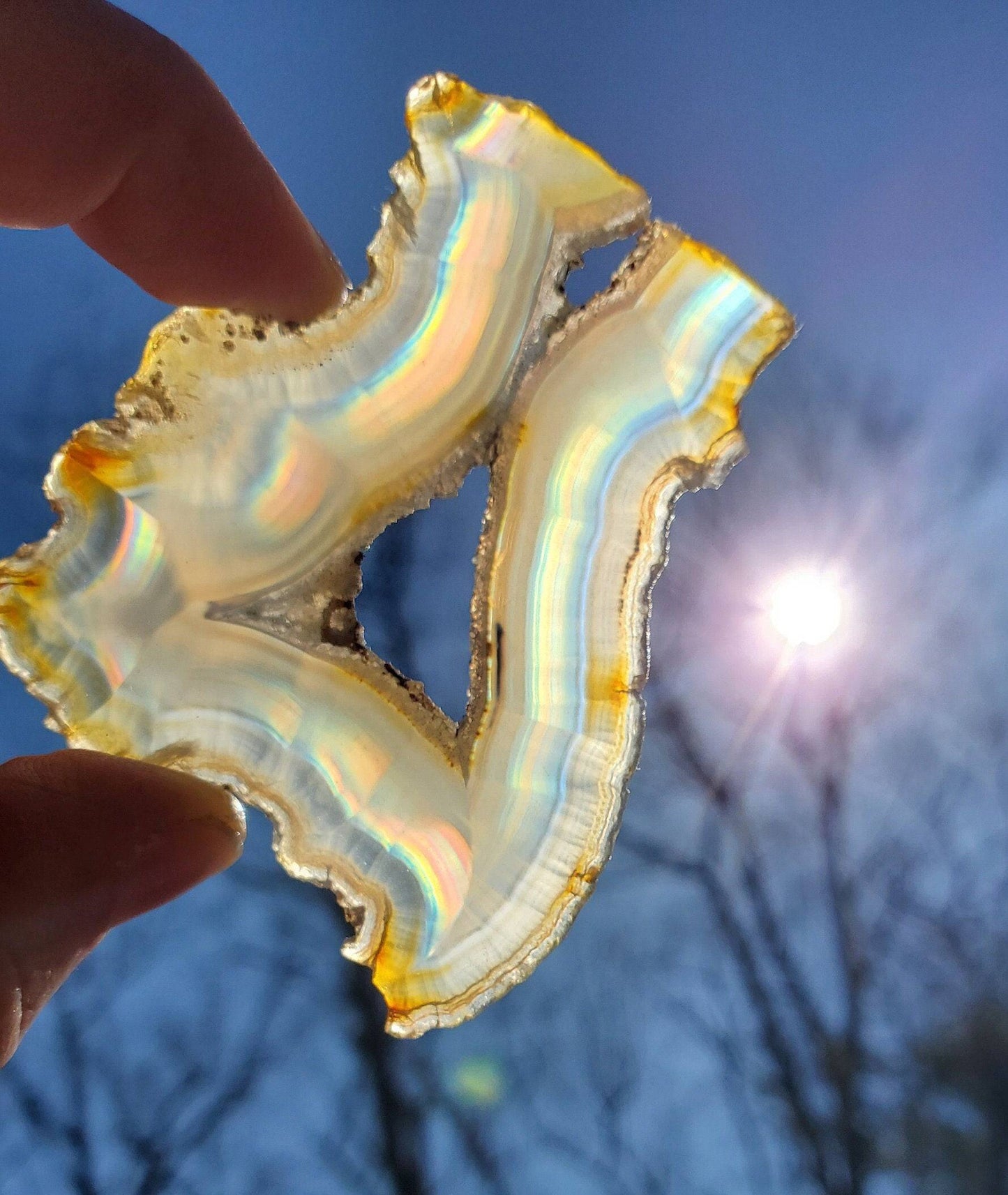 Unique Iris Agate Slice. Druzy Quartz Center. IRIDESCENT Agate. Rainbow Agate. Meditation Tool. - EarthyElementStudio
