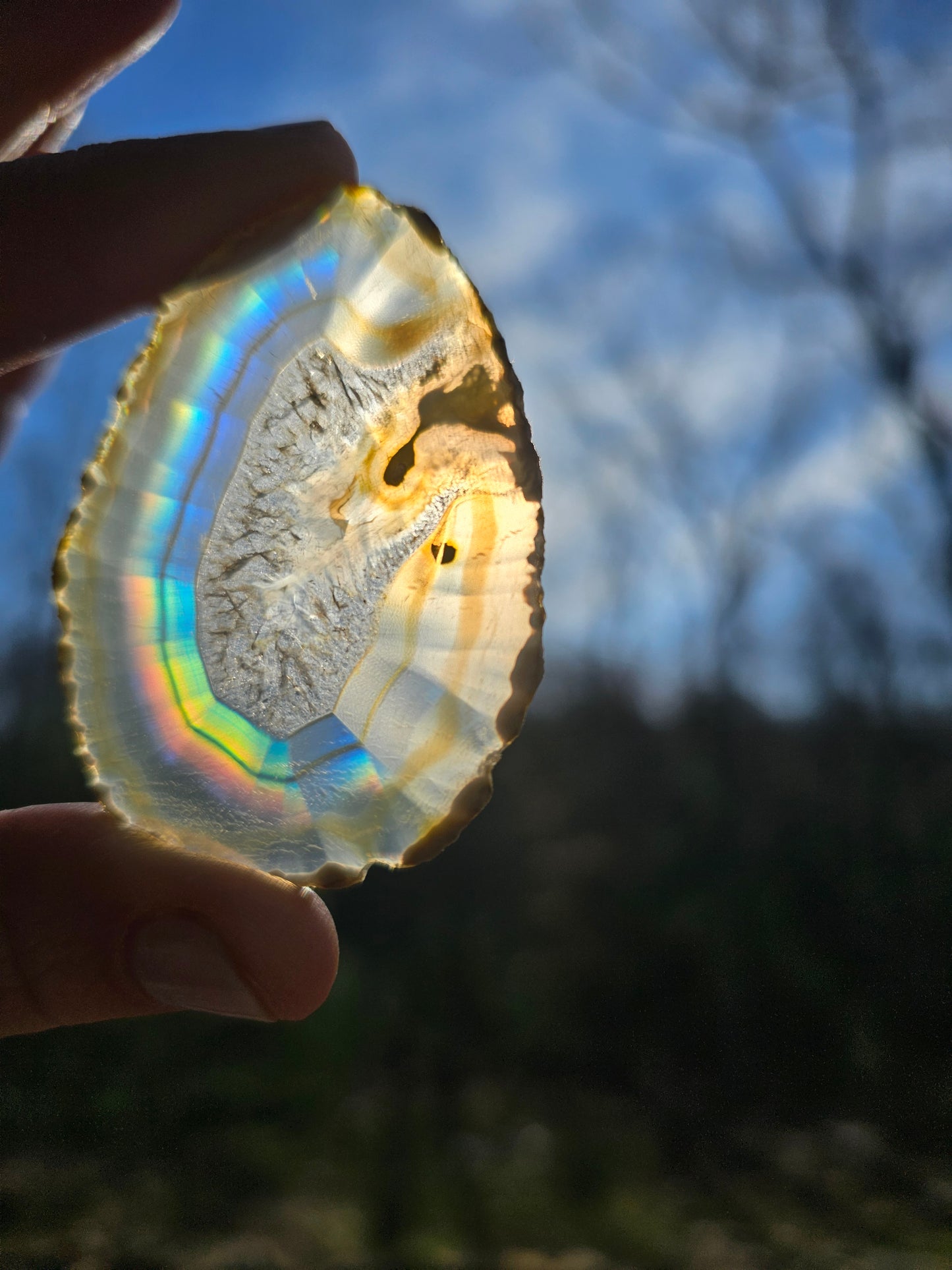 New Egg- shaped Iris Agate Slice. Crystal Home Decor - EarthyElementStudio