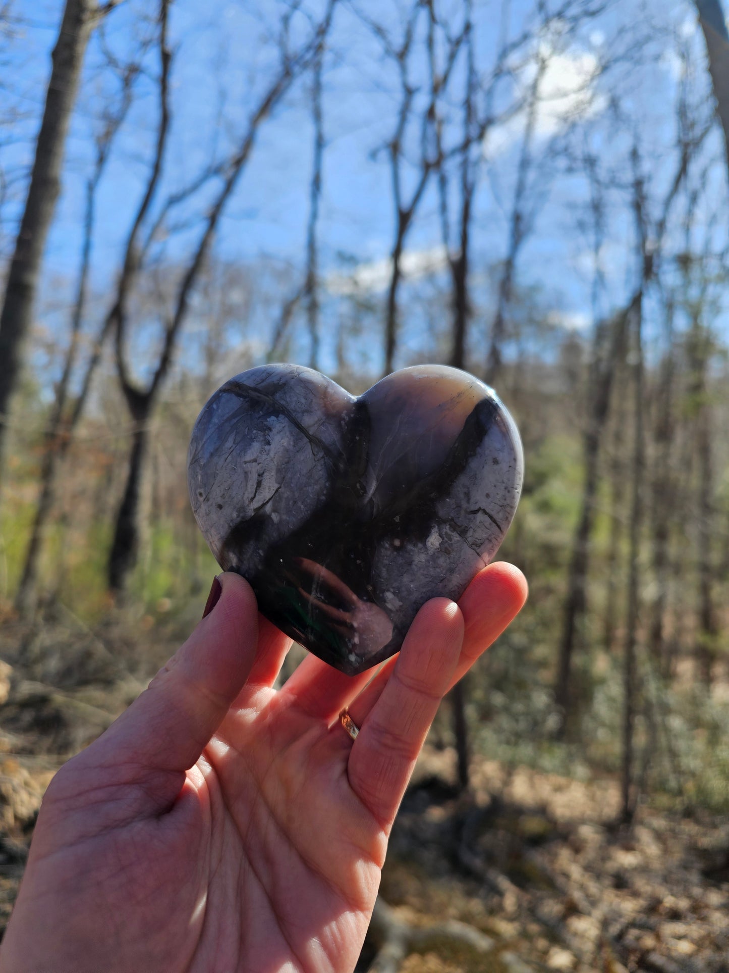 Large Purple Agate Heart. Chalcedony Crystal home decor - EarthyElementStudio