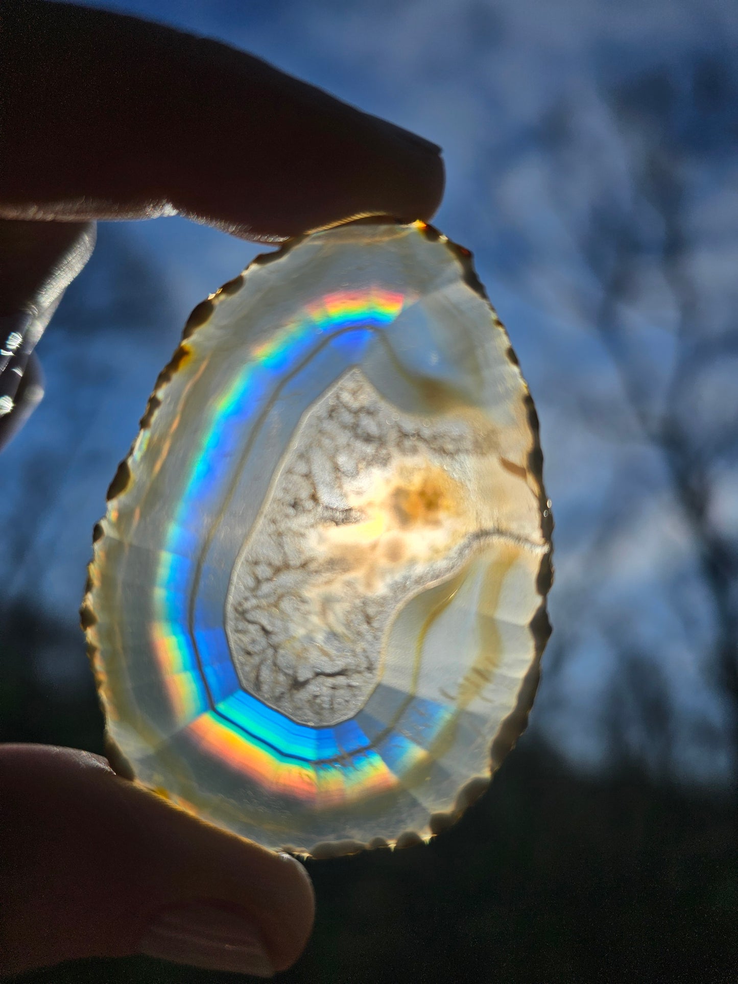 New Egg- shaped Iris Agate Slice. Crystal Home Decor - EarthyElementStudio
