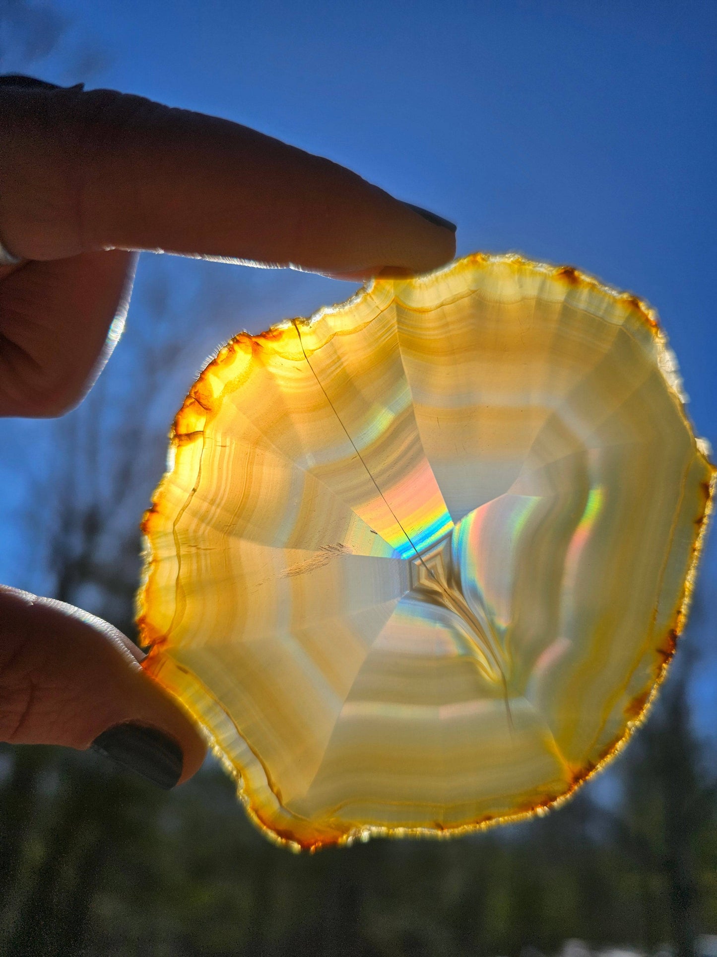 Gorgeous Dark Iris Agate slice - EarthyElementStudio