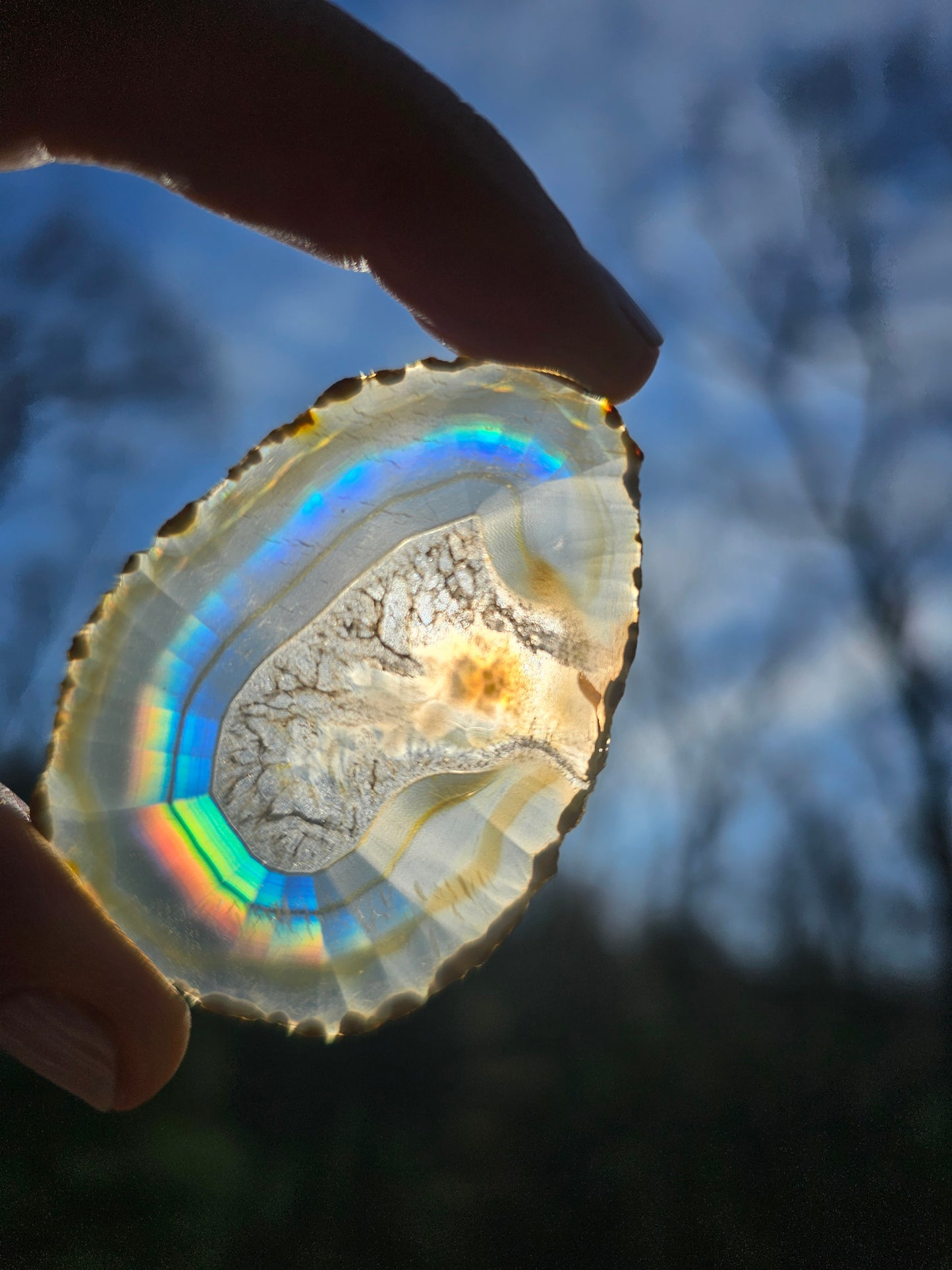 New Egg- shaped Iris Agate Slice. Crystal Home Decor - EarthyElementStudio