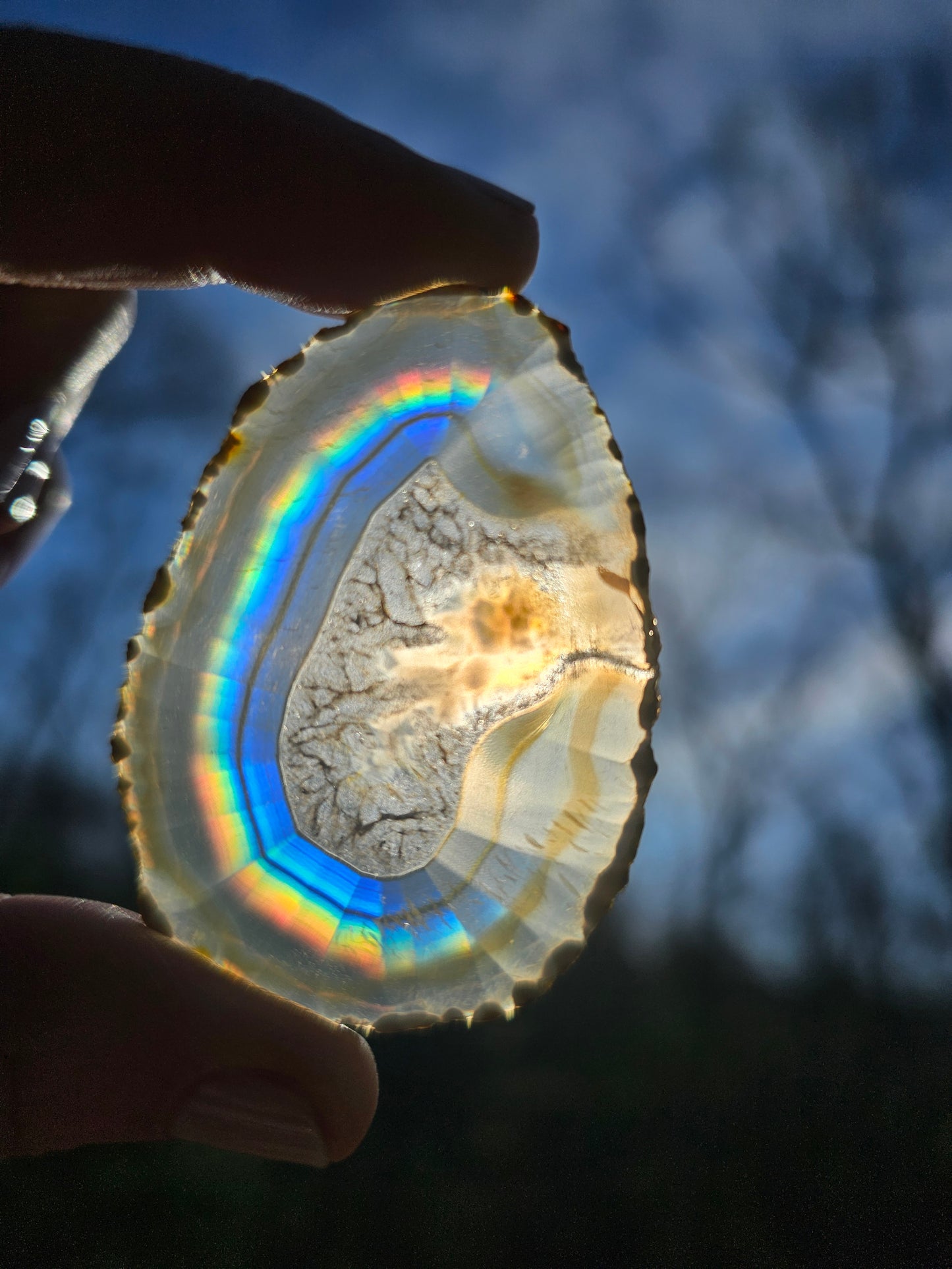New Egg- shaped Iris Agate Slice. Crystal Home Decor - EarthyElementStudio