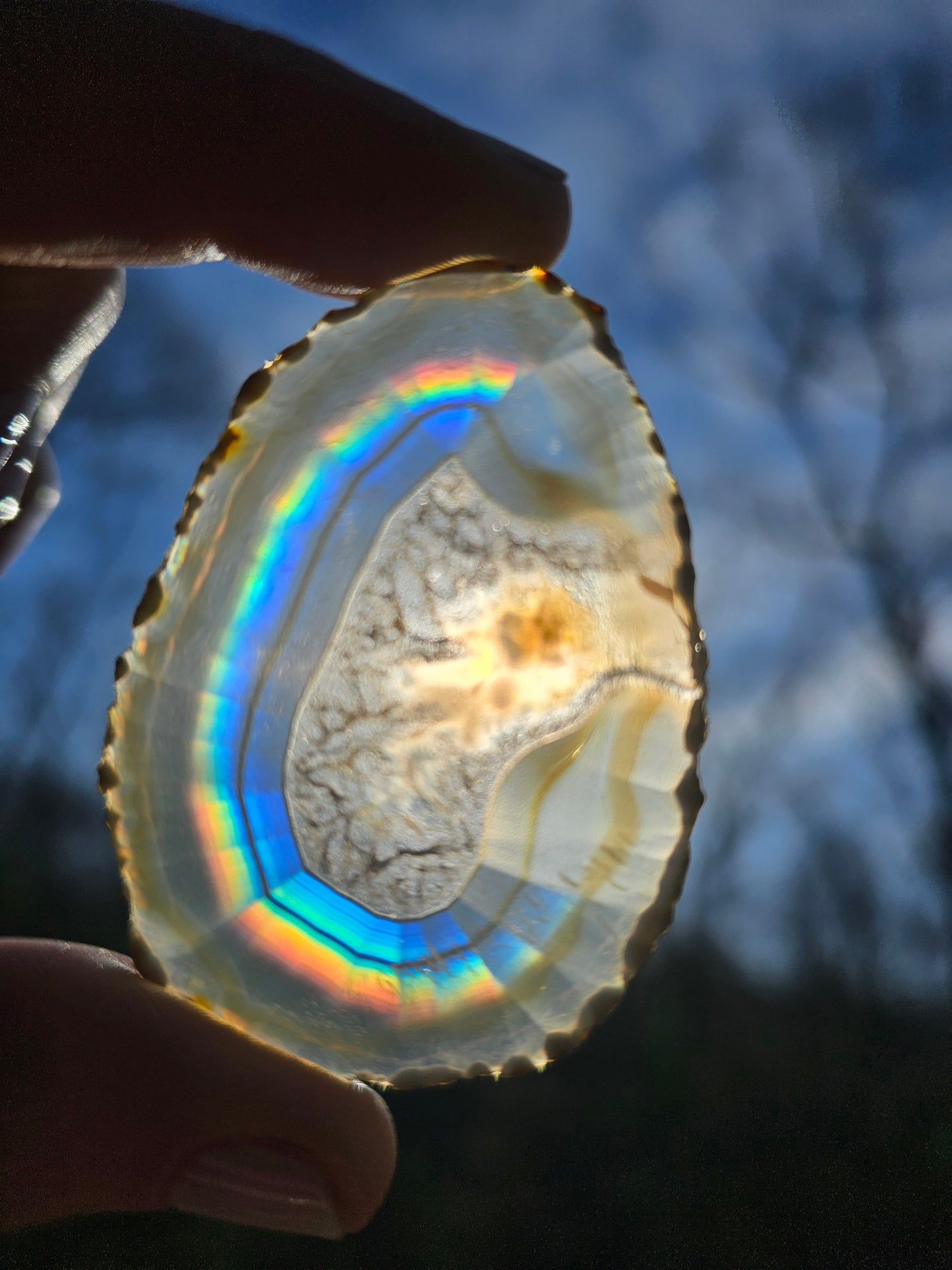 New Egg- shaped Iris Agate Slice. Crystal Home Decor - EarthyElementStudio