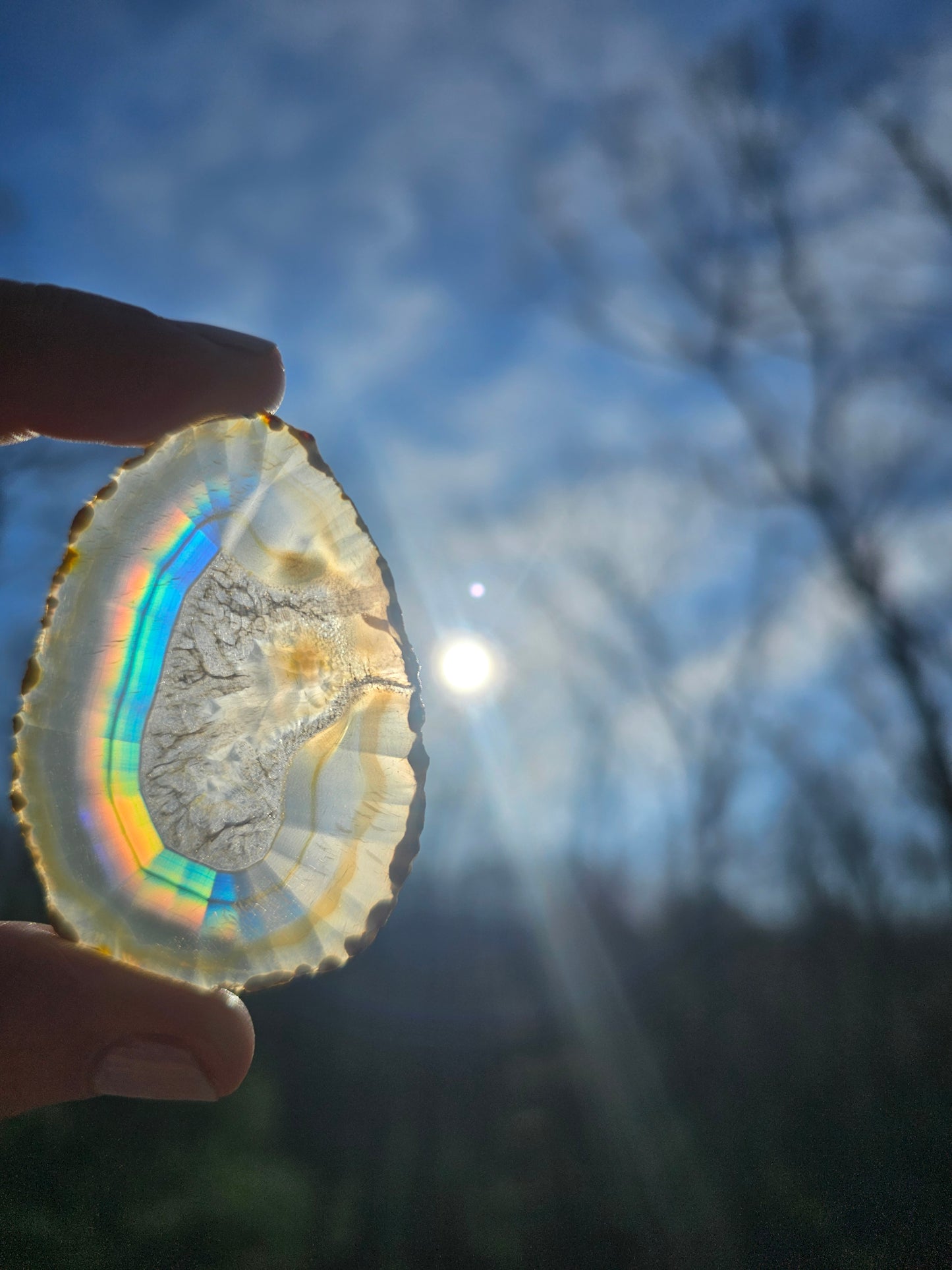 New Egg- shaped Iris Agate Slice. Crystal Home Decor - EarthyElementStudio