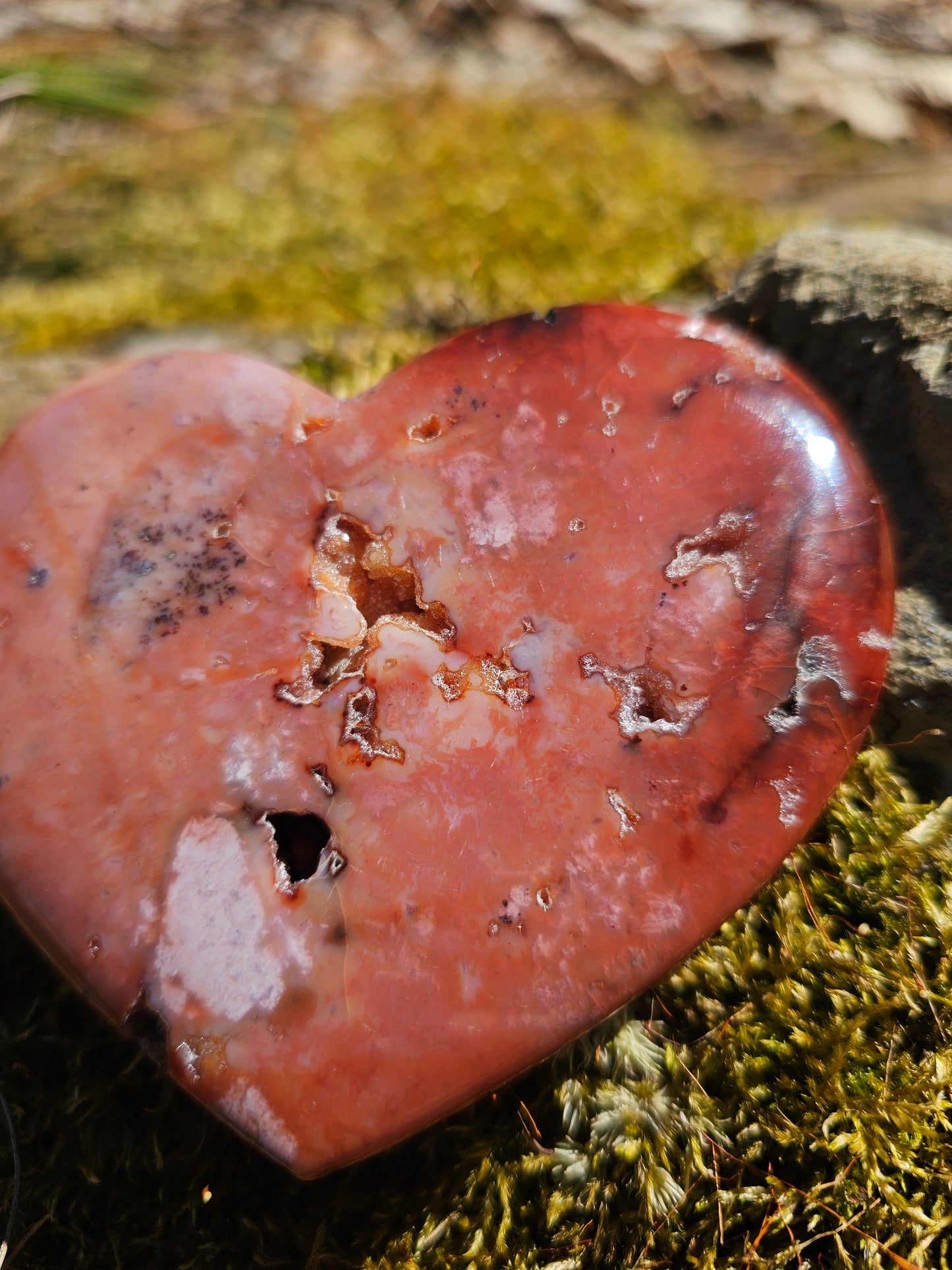 Large Pink Agate Heart. Crystal home decor - EarthyElementStudio