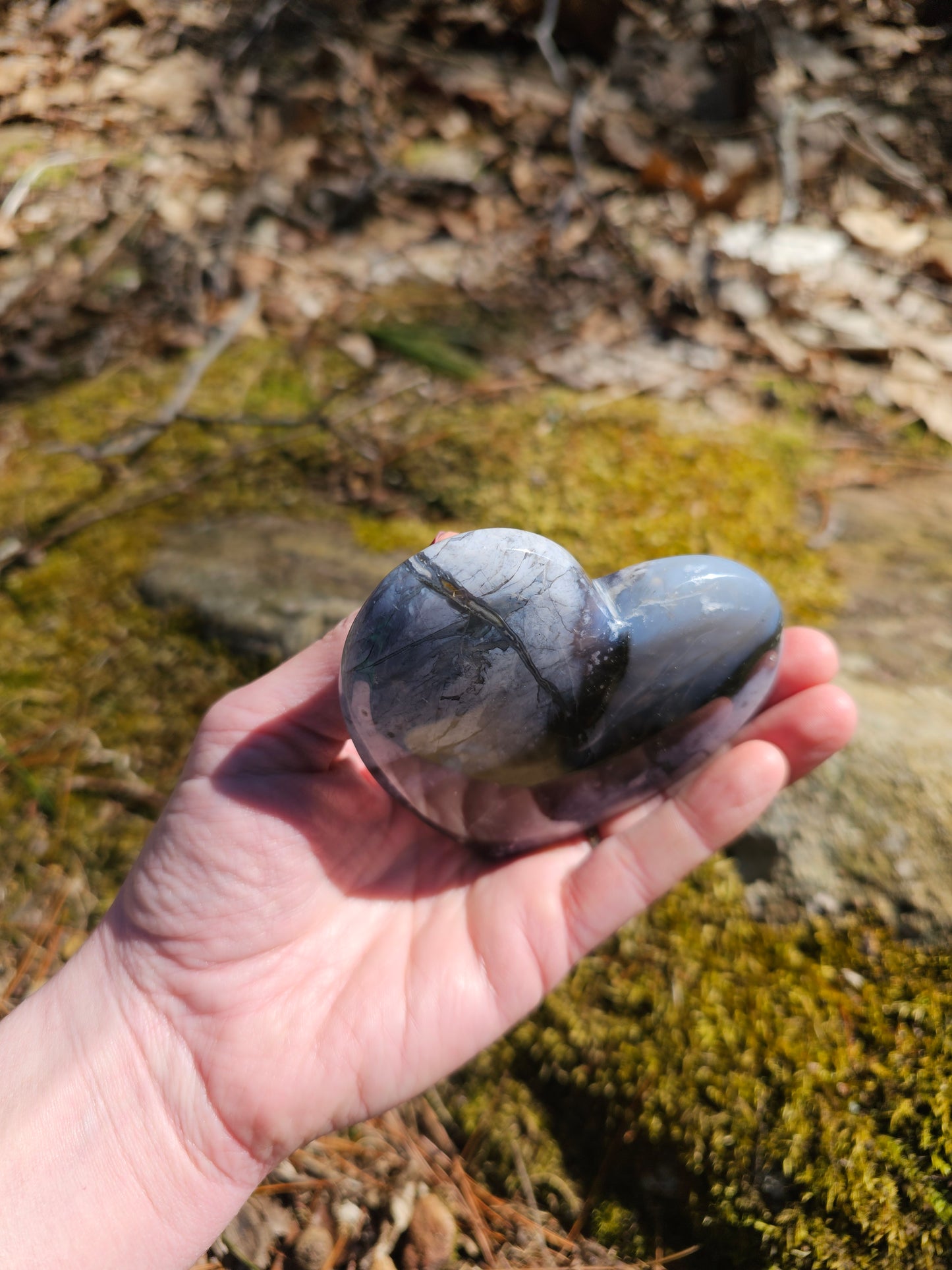 Large Purple Agate Heart. Chalcedony Crystal home decor - EarthyElementStudio