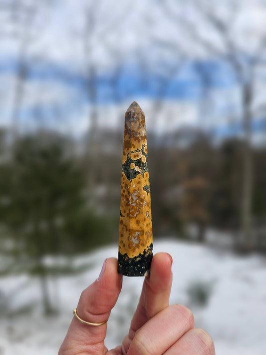 Orbicular Jasper Point. Ocean Jasper. Crystal Tower - EarthyElementStudio