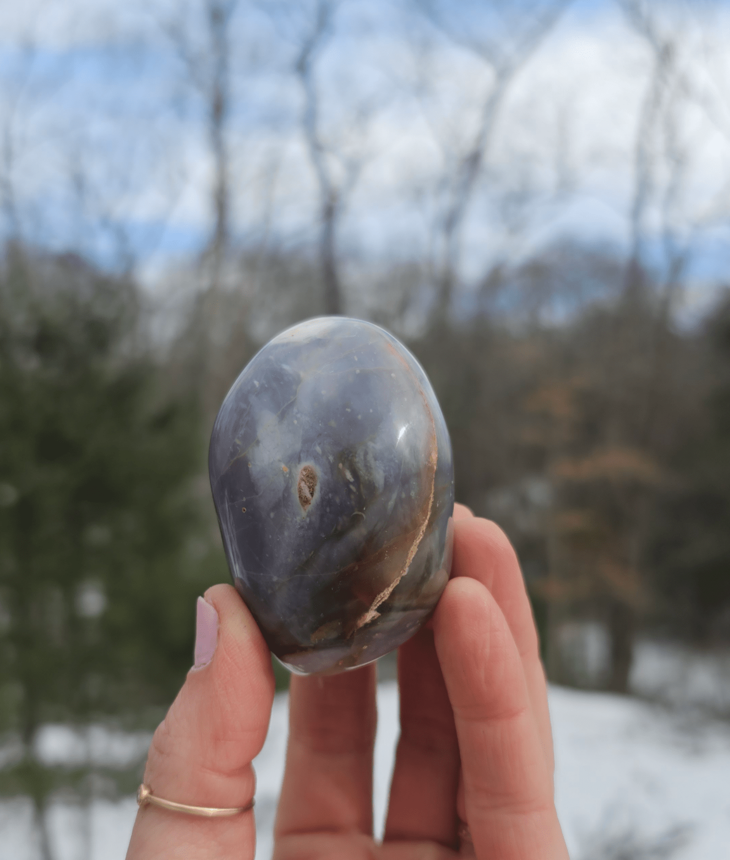 Large Purple Chalcedony Palmstone. Freeform. Indonesian Agate. - EarthyElementStudio