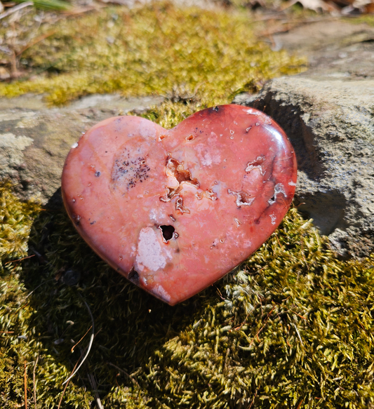 Large Pink Agate Heart. Crystal home decor - EarthyElementStudio