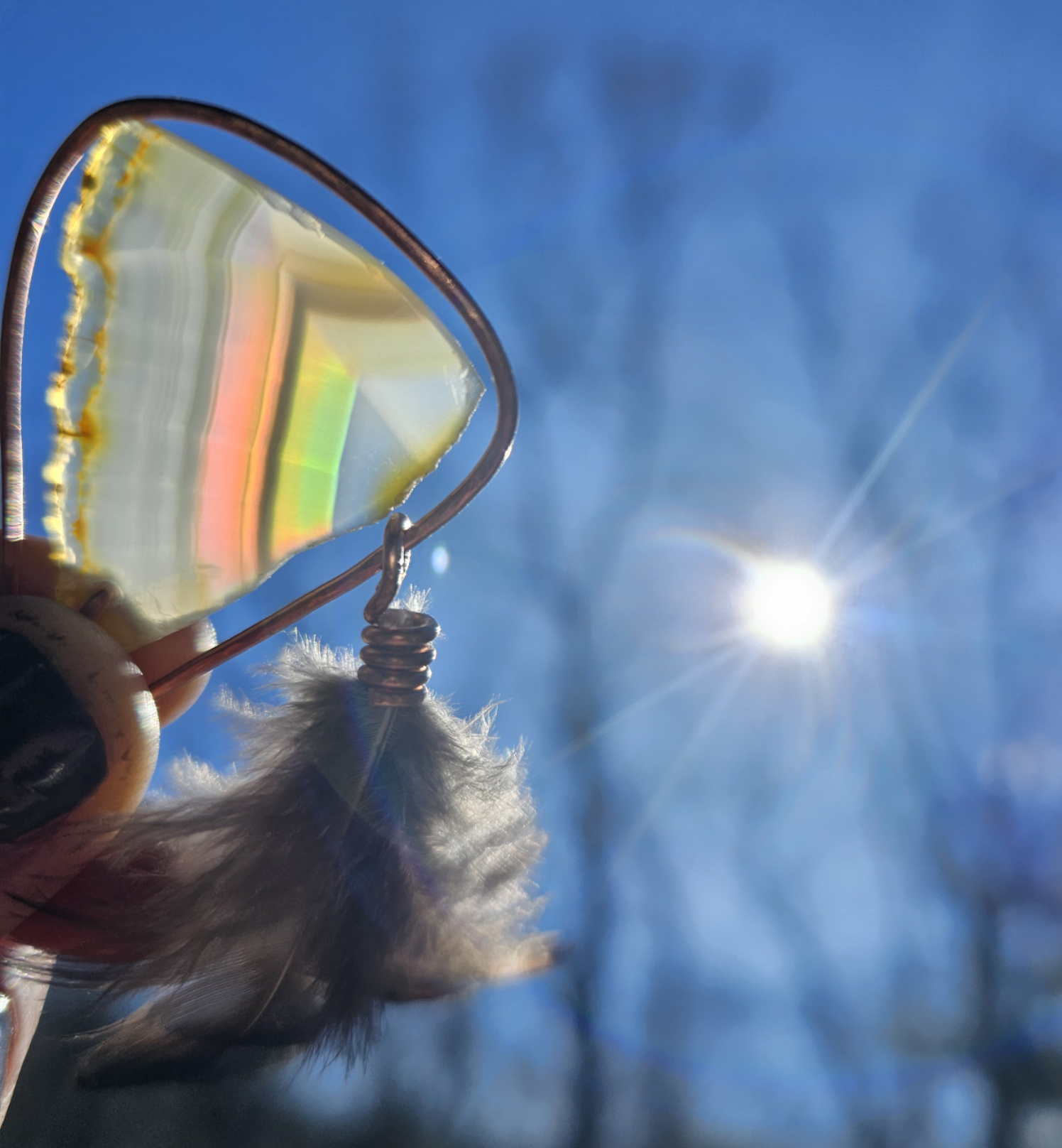 Iris agate suncatcher. Boho decor - EarthyElementStudio